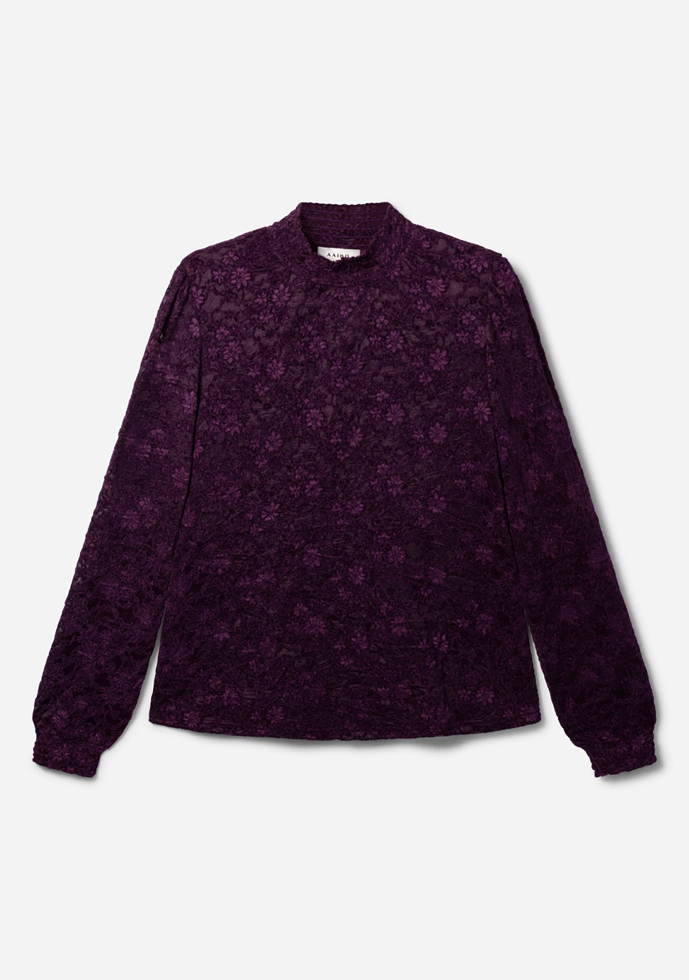 Aaiko Tory top pizzo prugna collo alto
