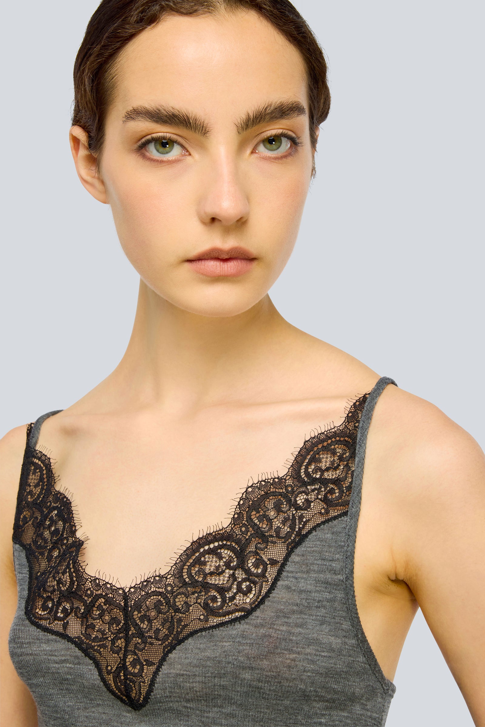 Semicouture Aura top lana grigio melange