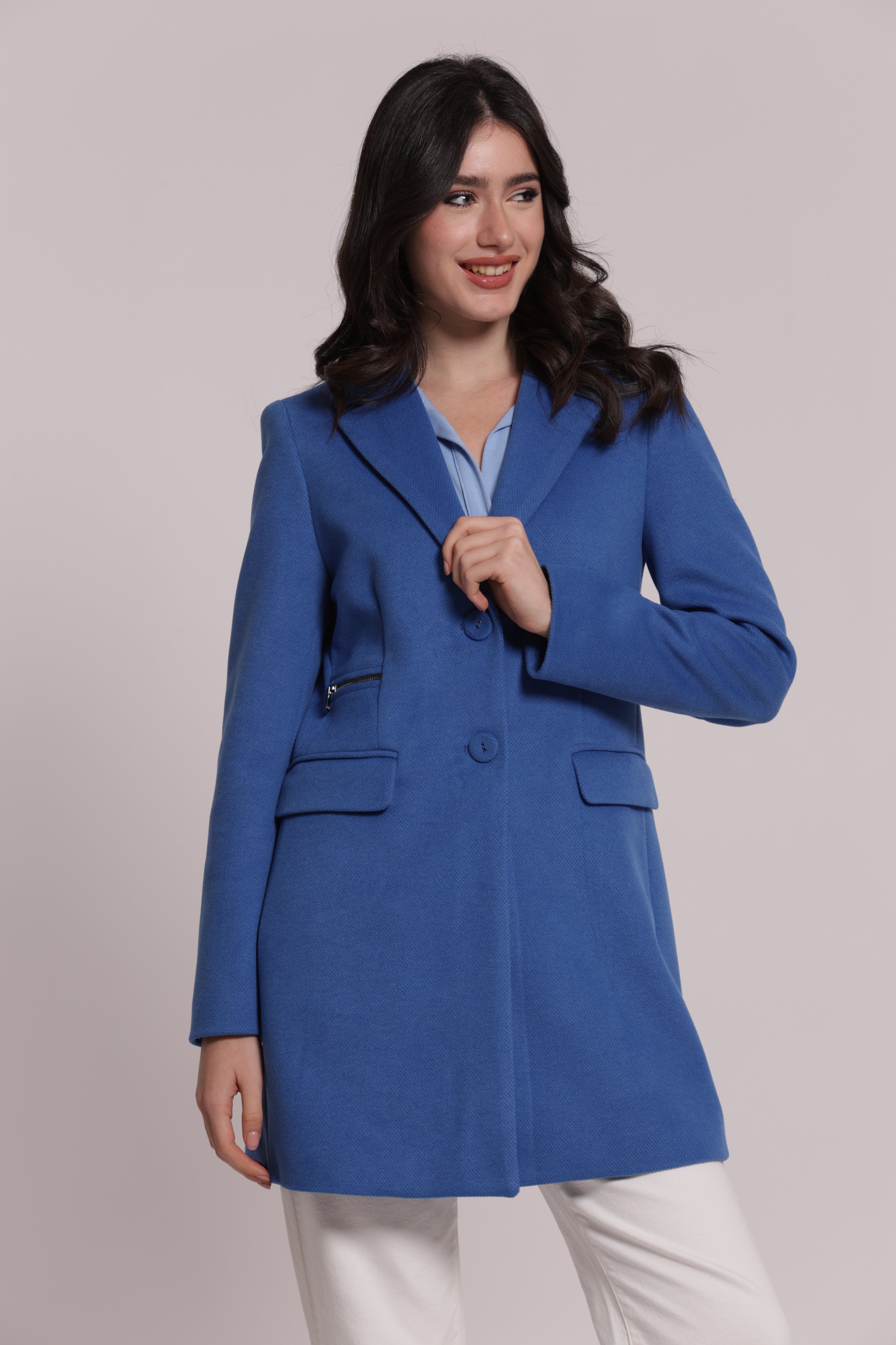 Mimi Mua Cappotto Baronetto con Zip Nero