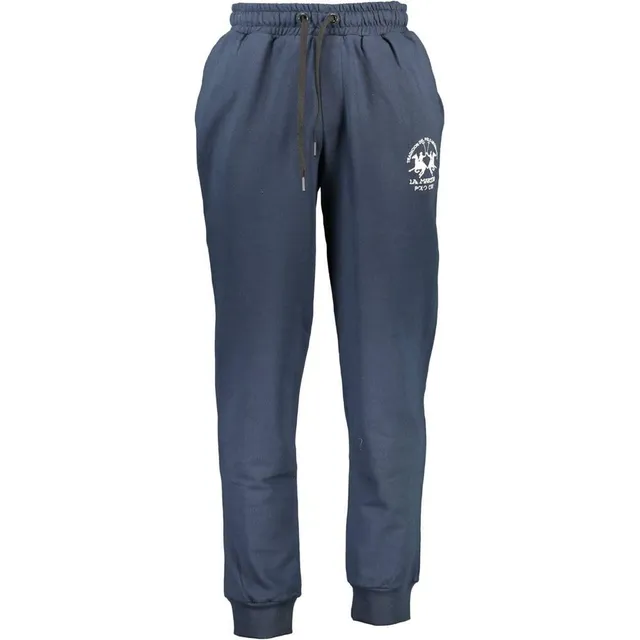 La Martina pantalone uomo blu in cotone con ricamo 3 tasche