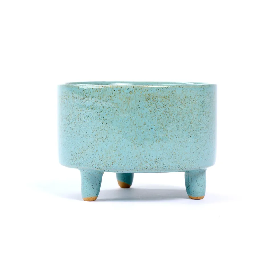 On Earth Maya vasetto gres azzurro dia 9 cm