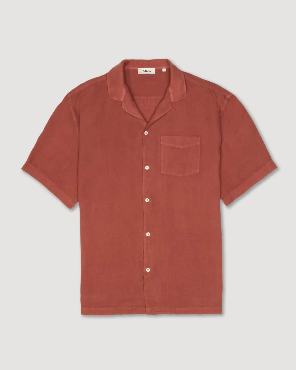 Altea Bart camicia in lino arancione Cotto over