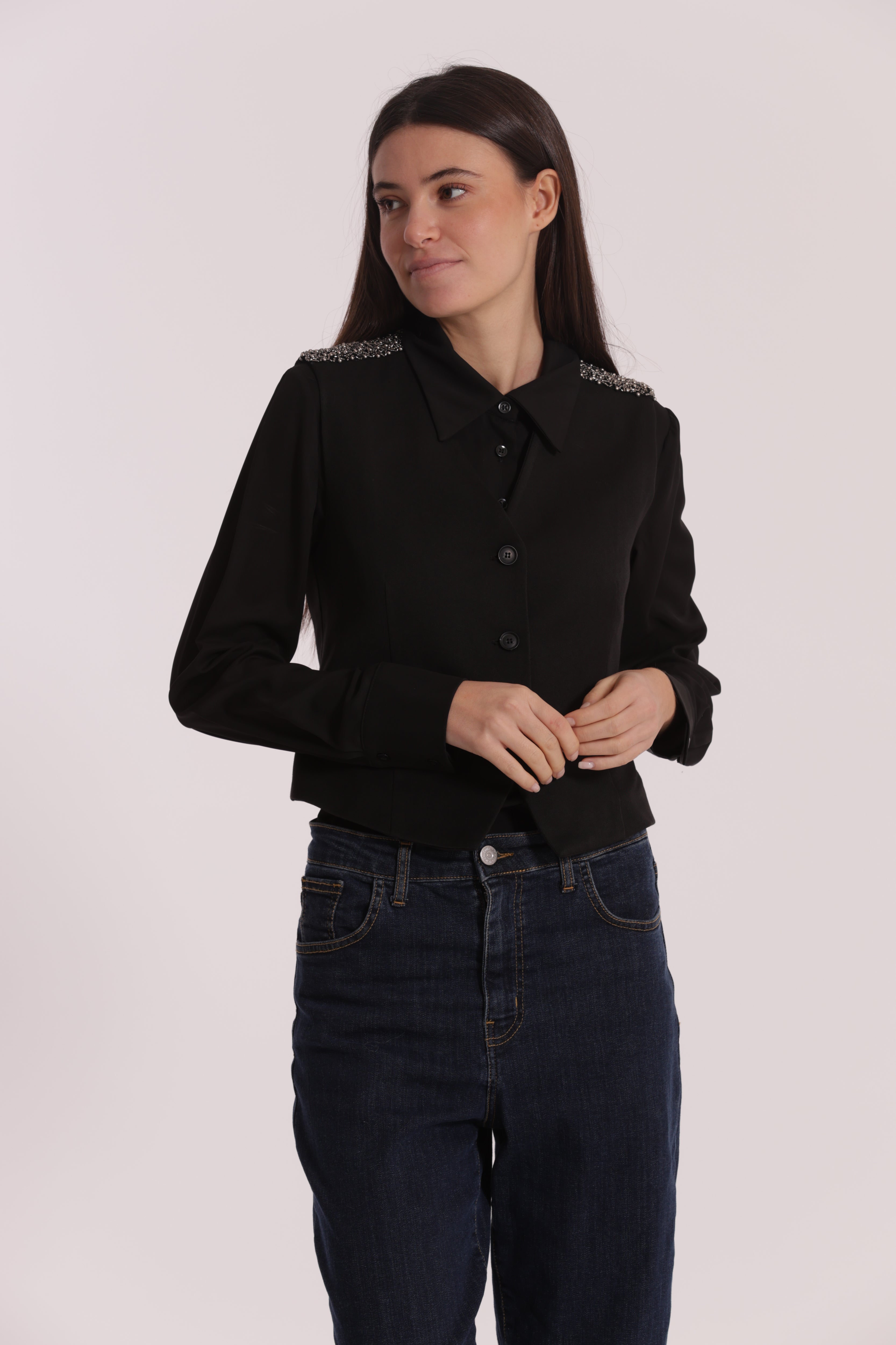 Mimi Mua gilet passamaneria ricamata nero sartoriale
