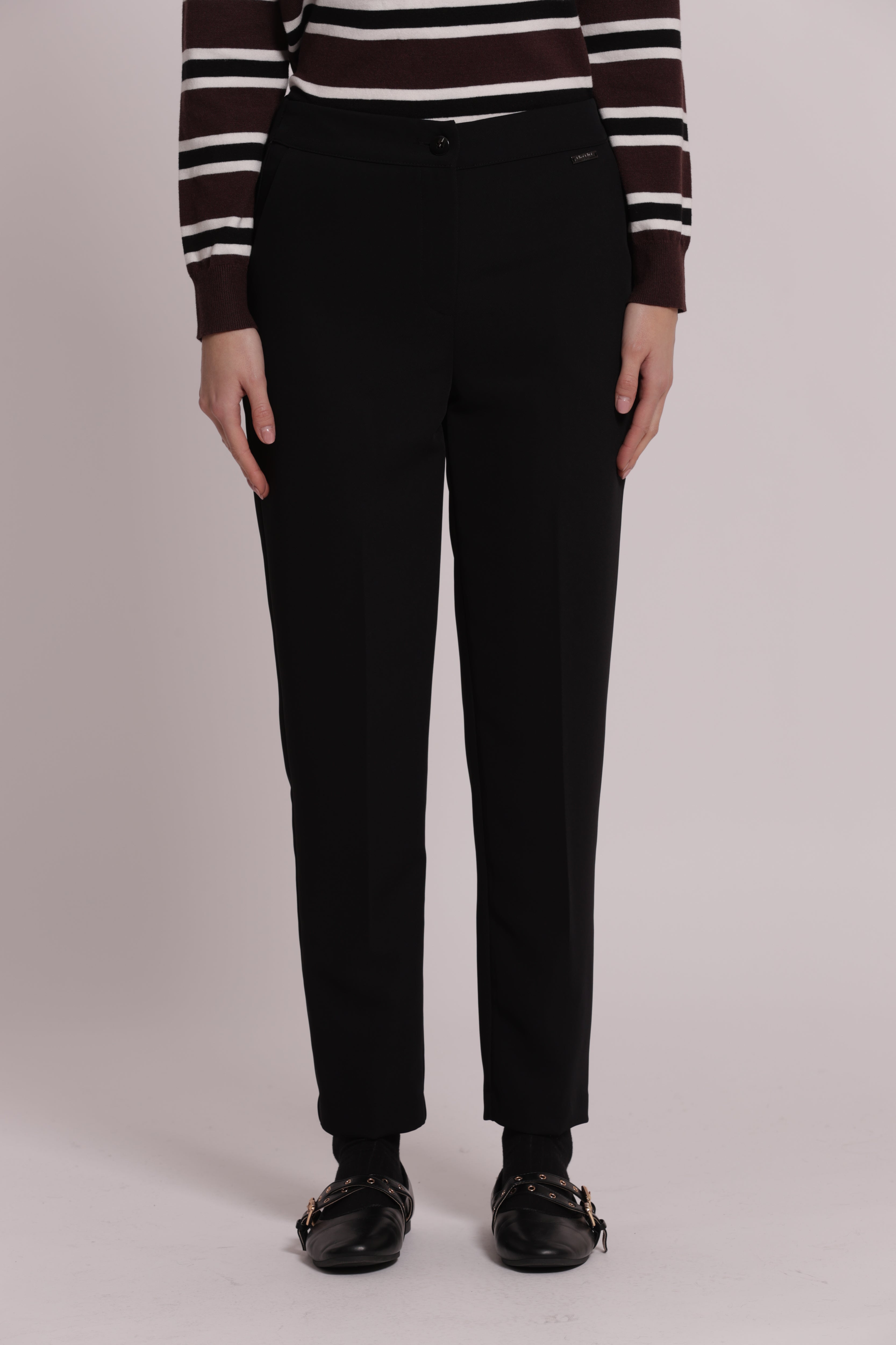 Mimi Mua Pantalone Sigaretta Elastico Dietro Nero Slim