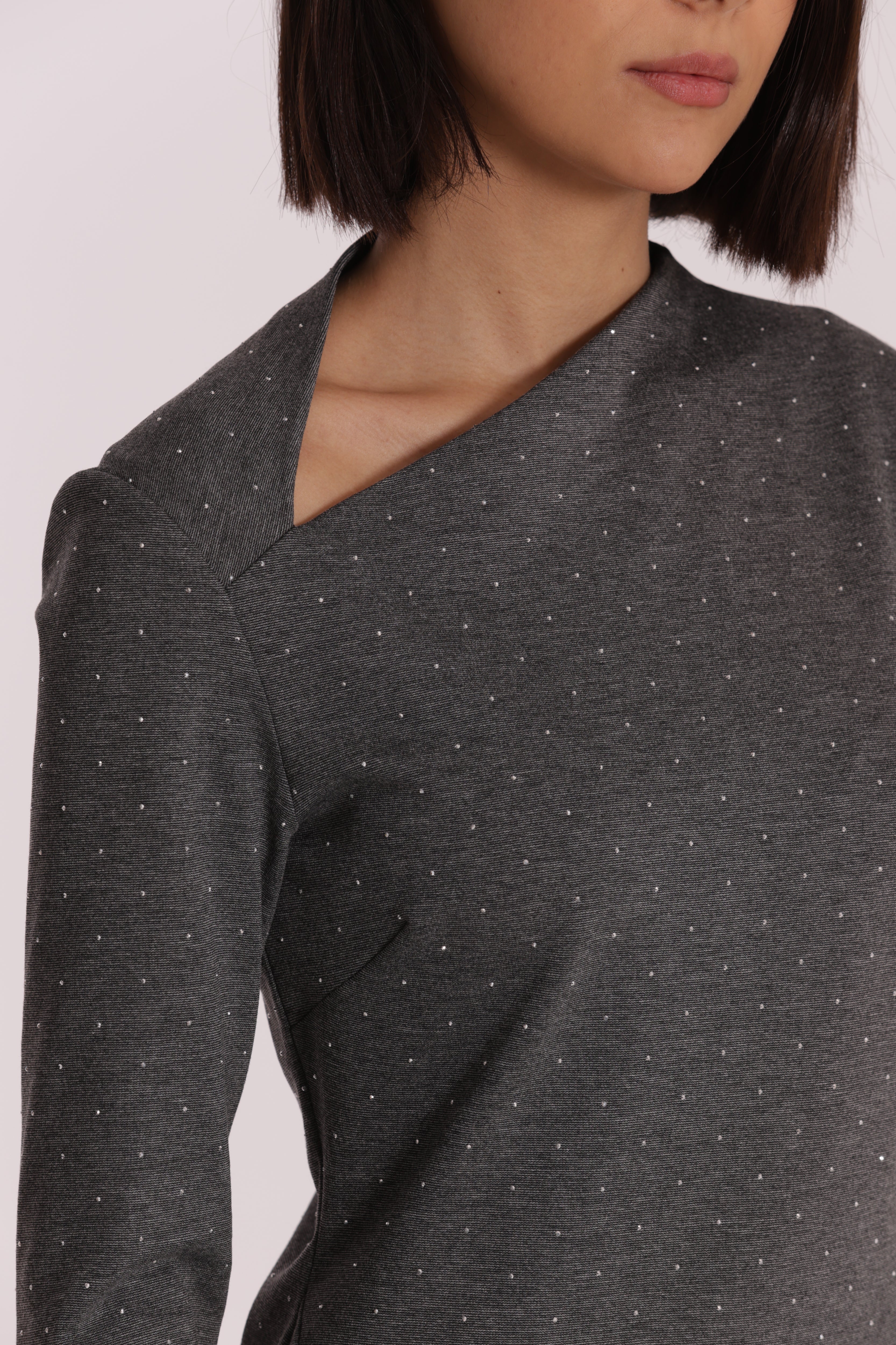 Mimi Mua Corto con Strass abito nero elasticizzato