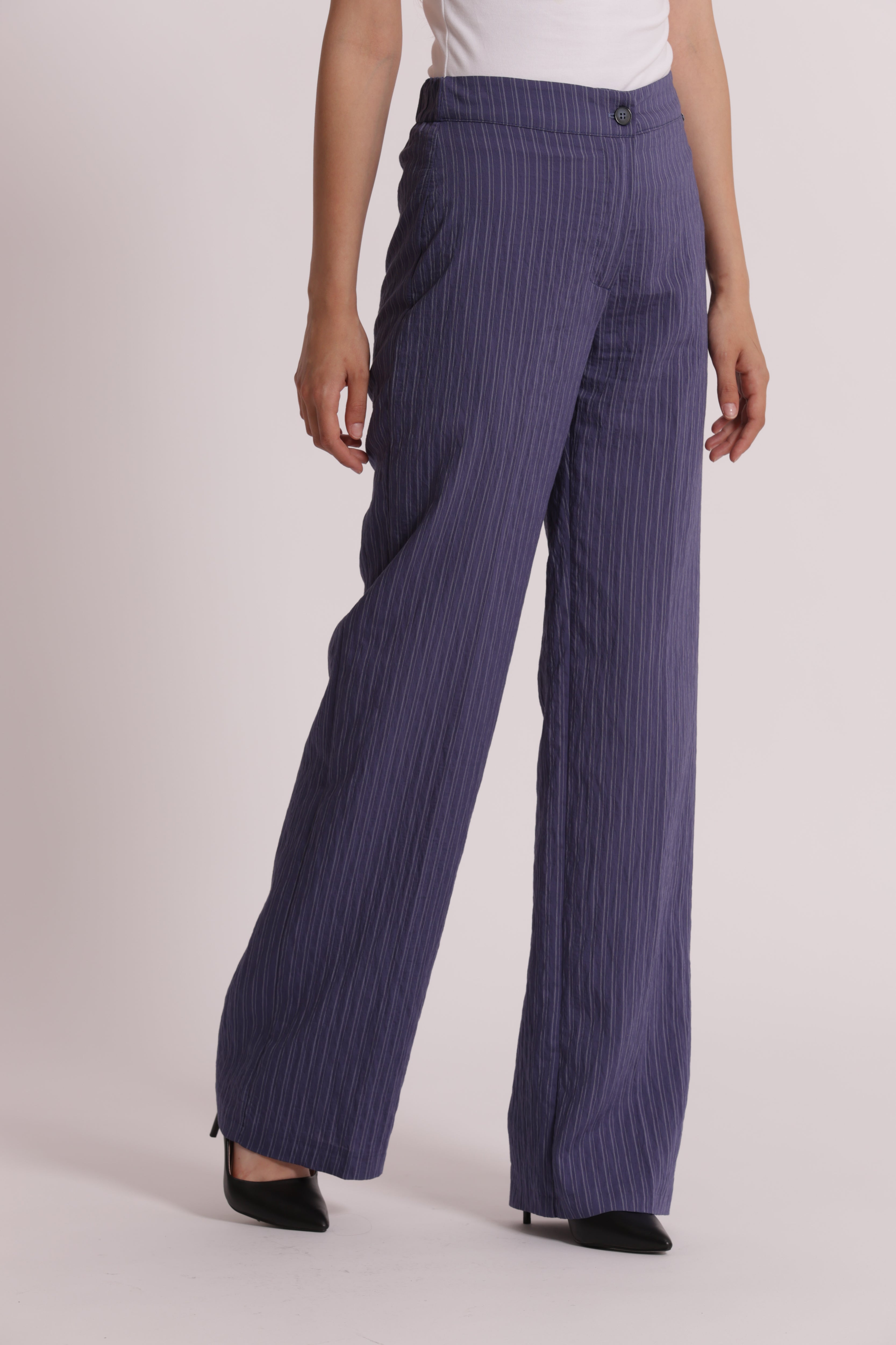 Mimi Mua Pantalone Palazzo Righe Bordeaux Elastico