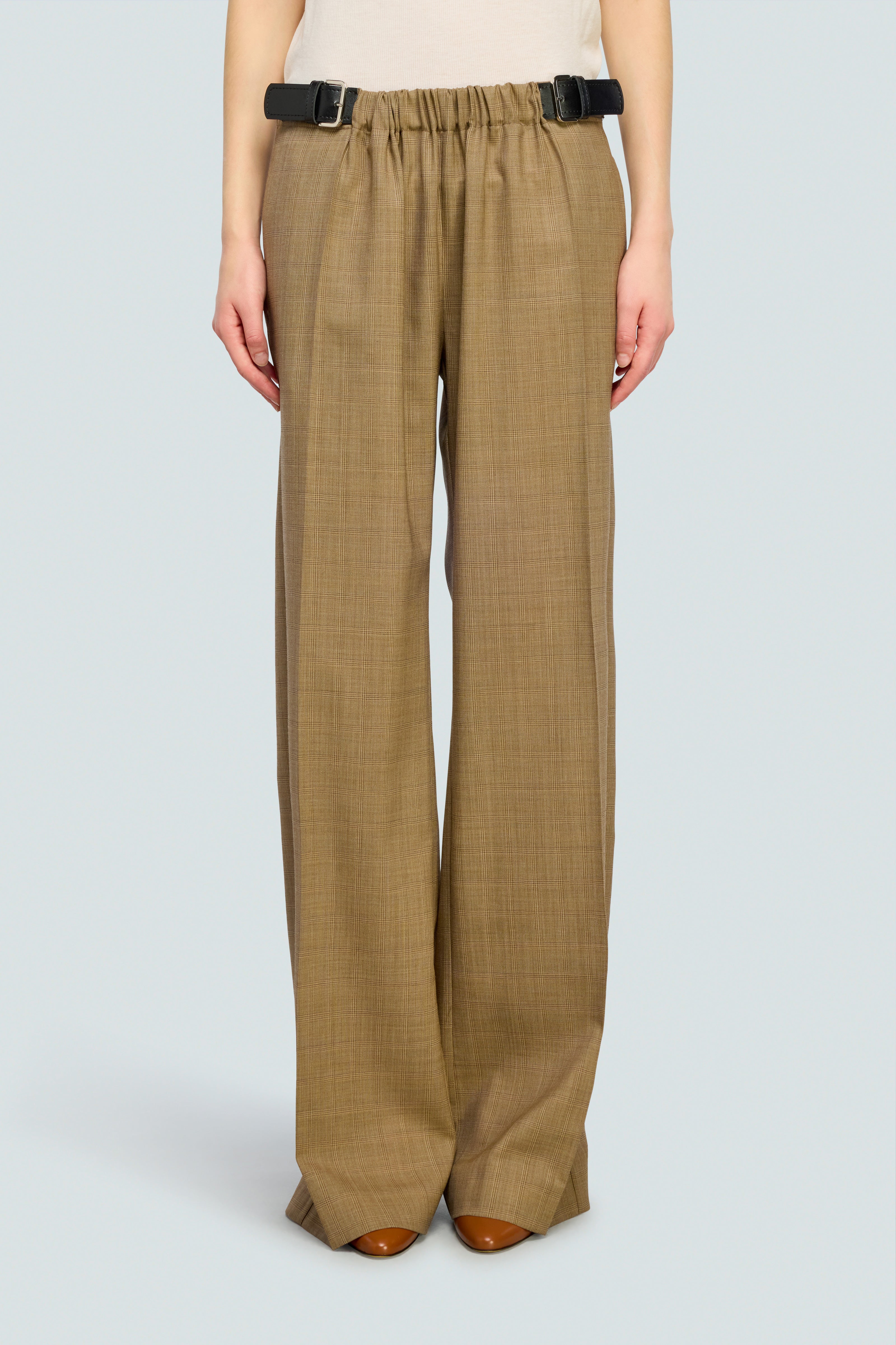Semicouture Delia pantalone lana gamba dritta check