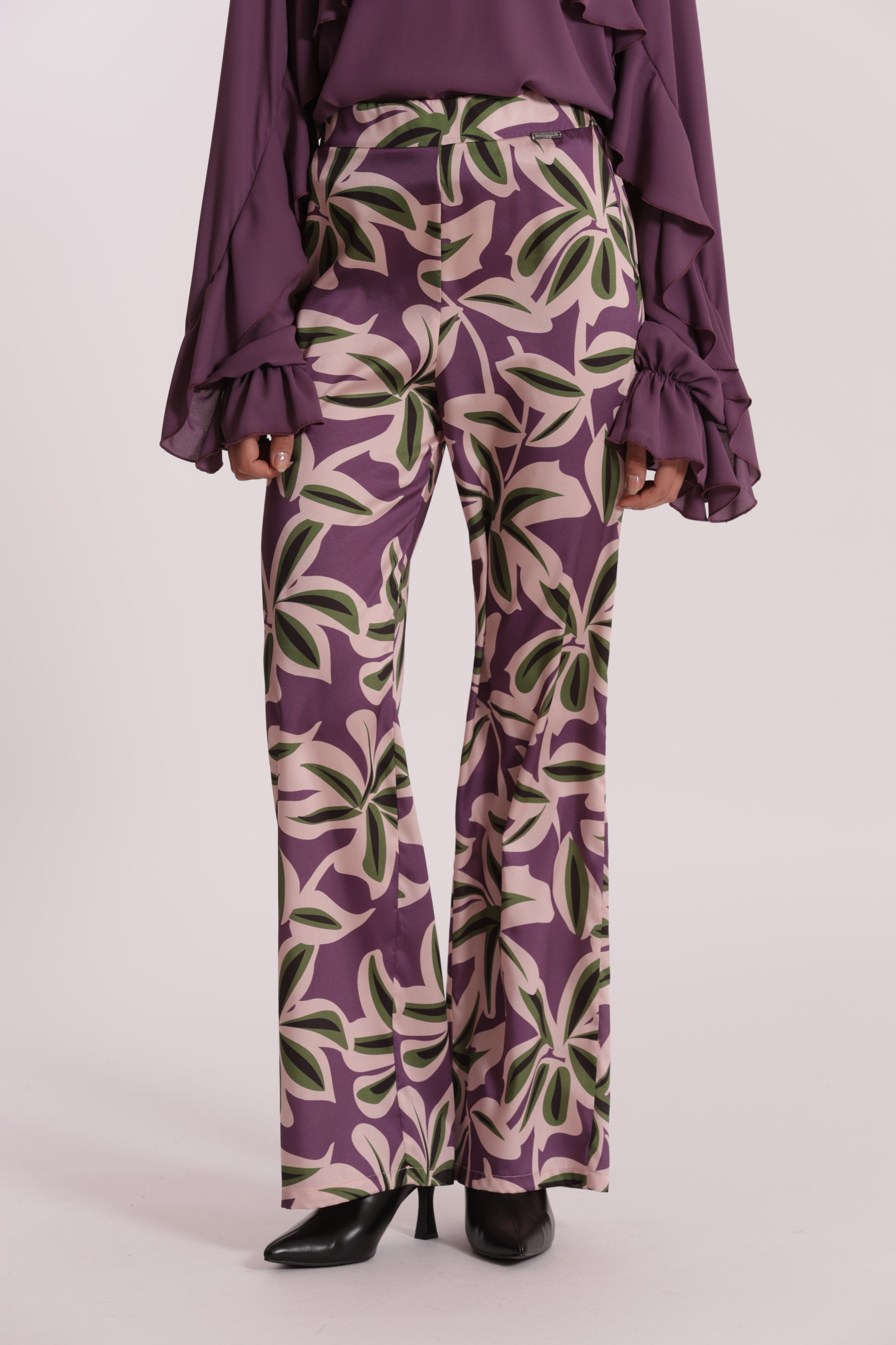 Mimi Mua Pantalone Lungo Fantasia Botanica Malva leggero