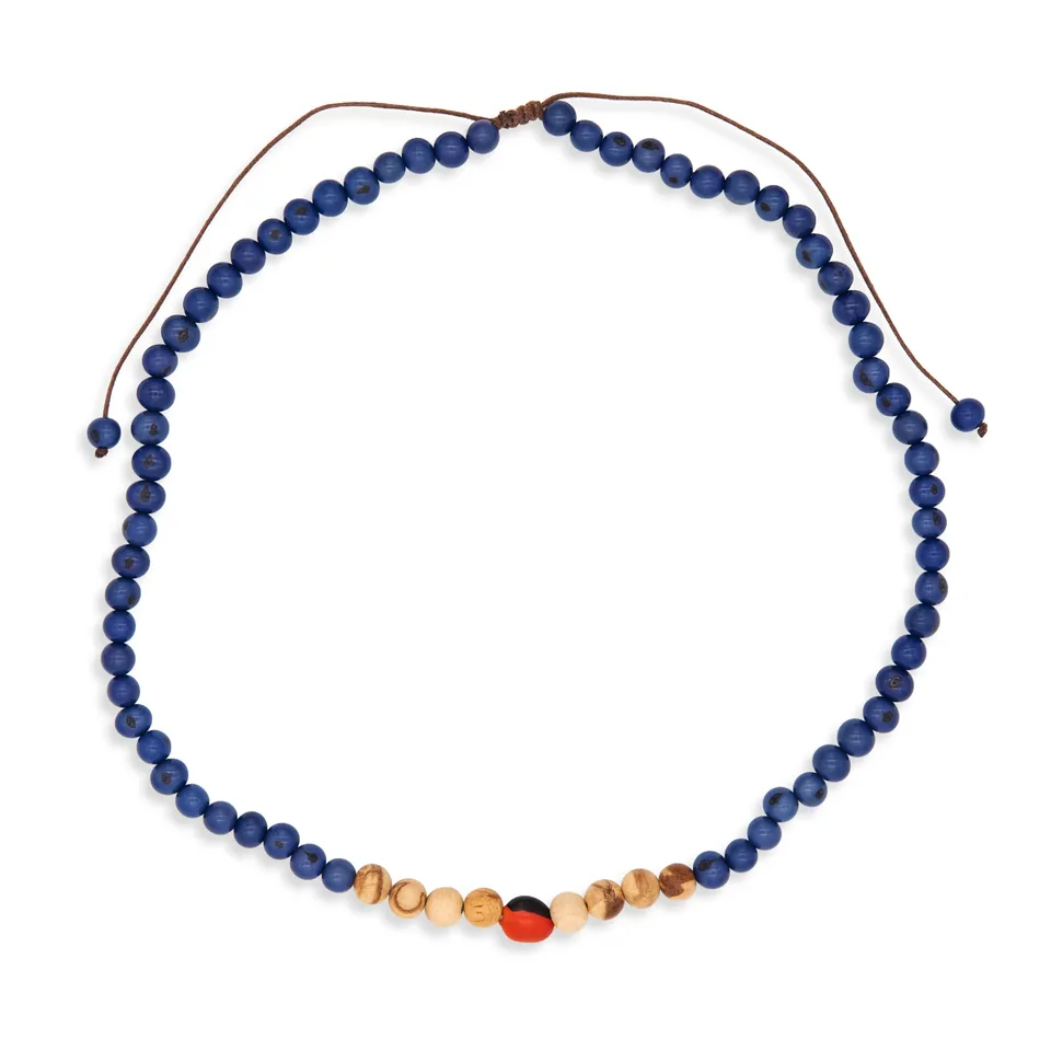On Earth Alma collana semi blu 60 cm regolabile amuleto