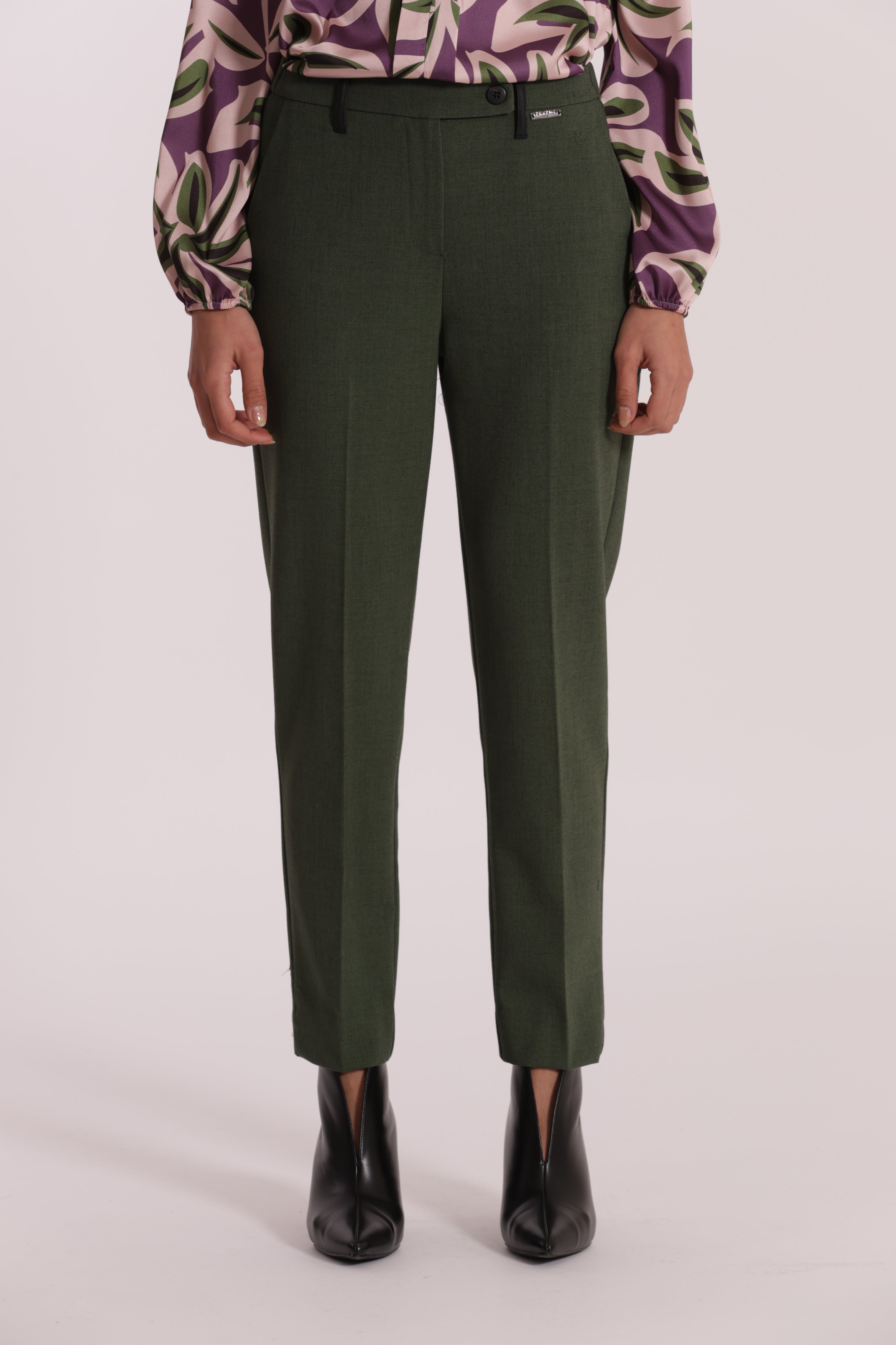 Mimi Mua Pantalone Sigaretta Fiammato verde