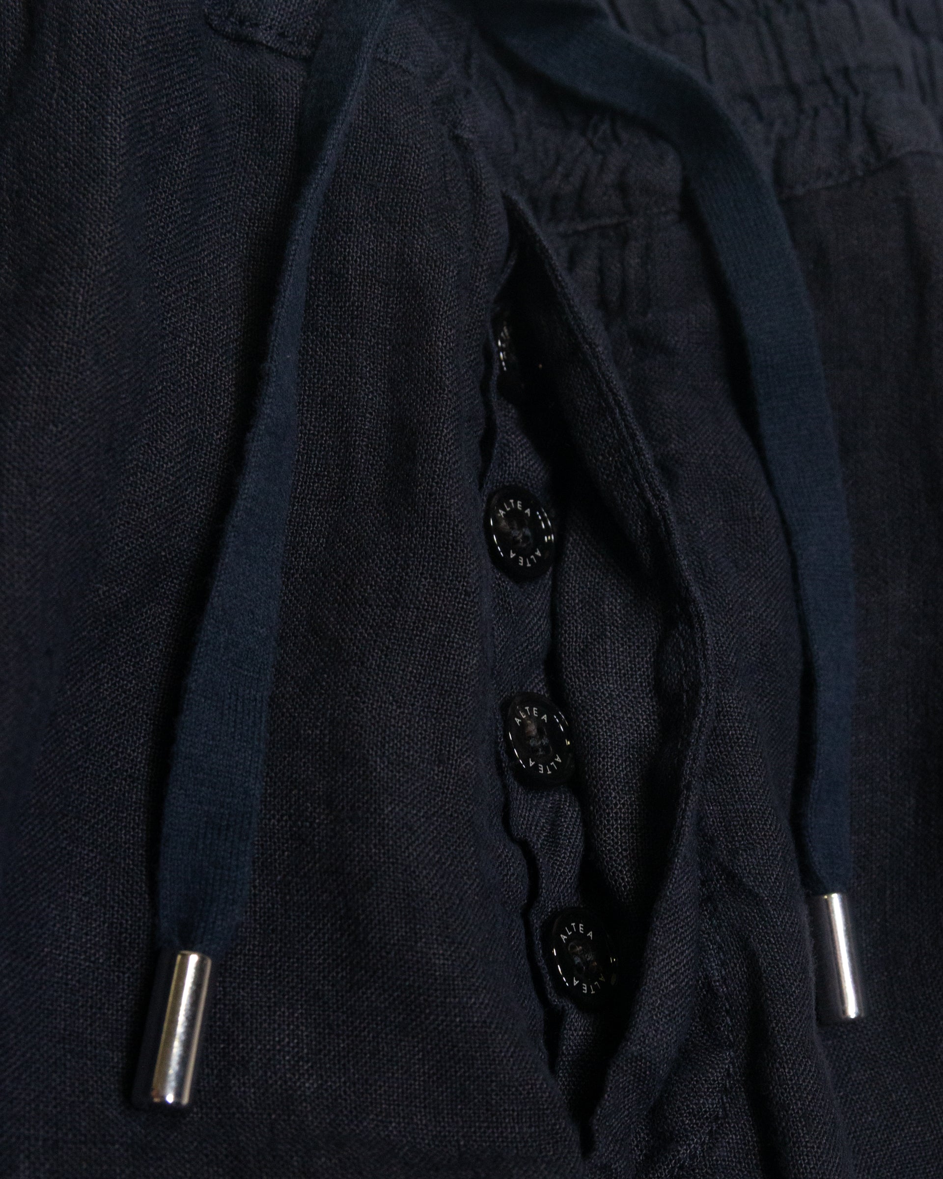 Altea Mattia pantalone lino blu coulisse ampia