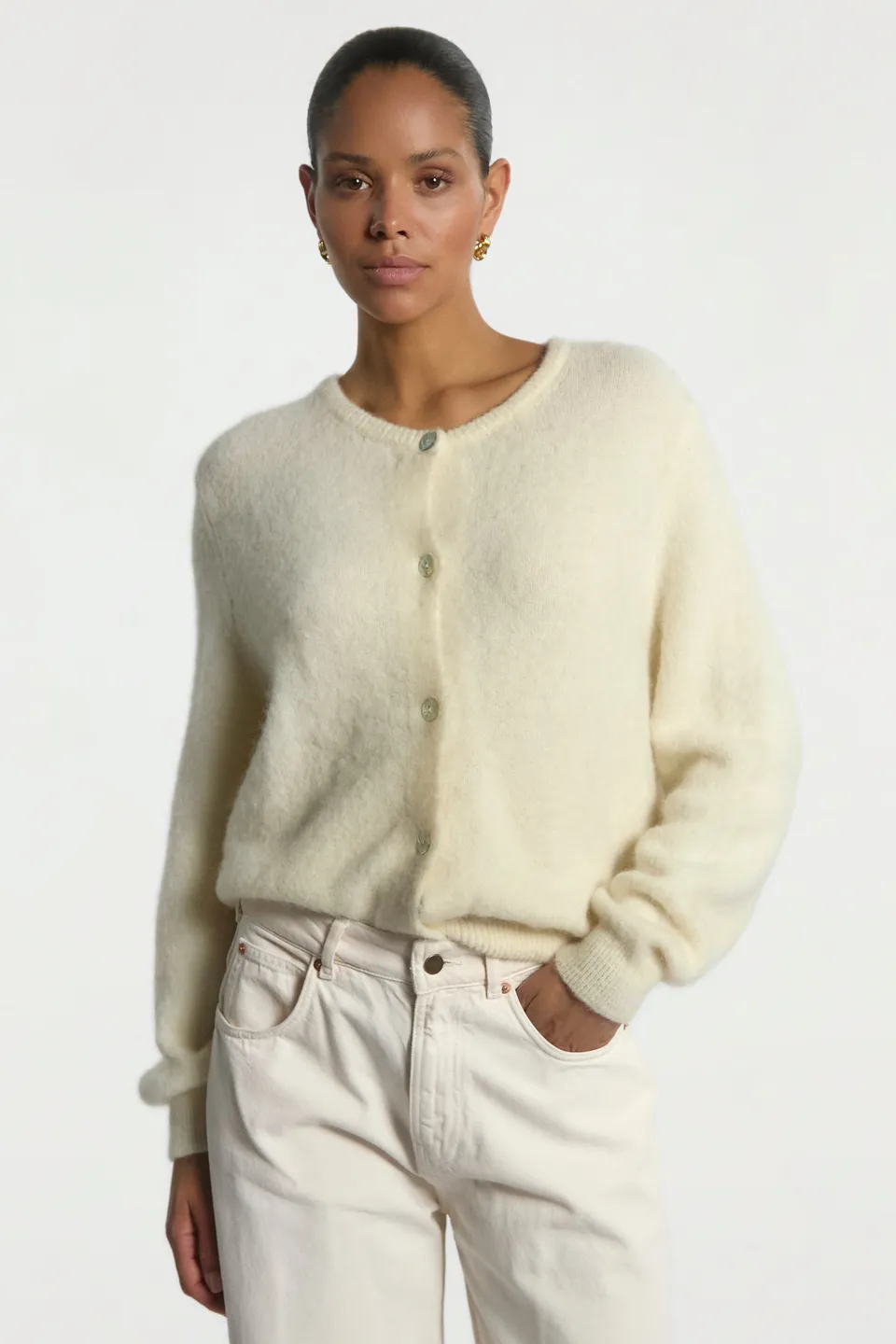 Aaiko Lorys cardigan lana alpaca crema