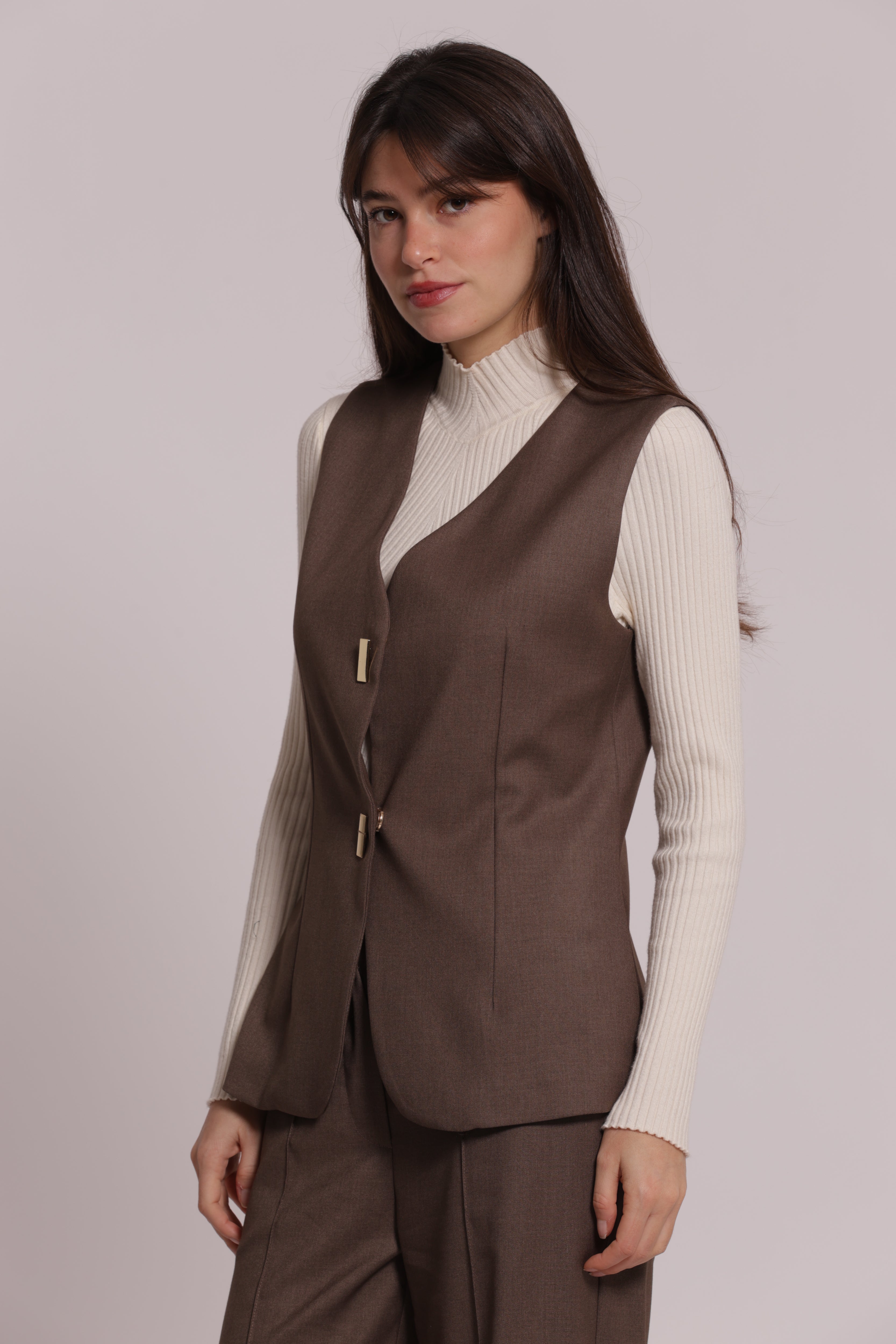 Mimi Mua Gilet con Bottoni Metallici nero