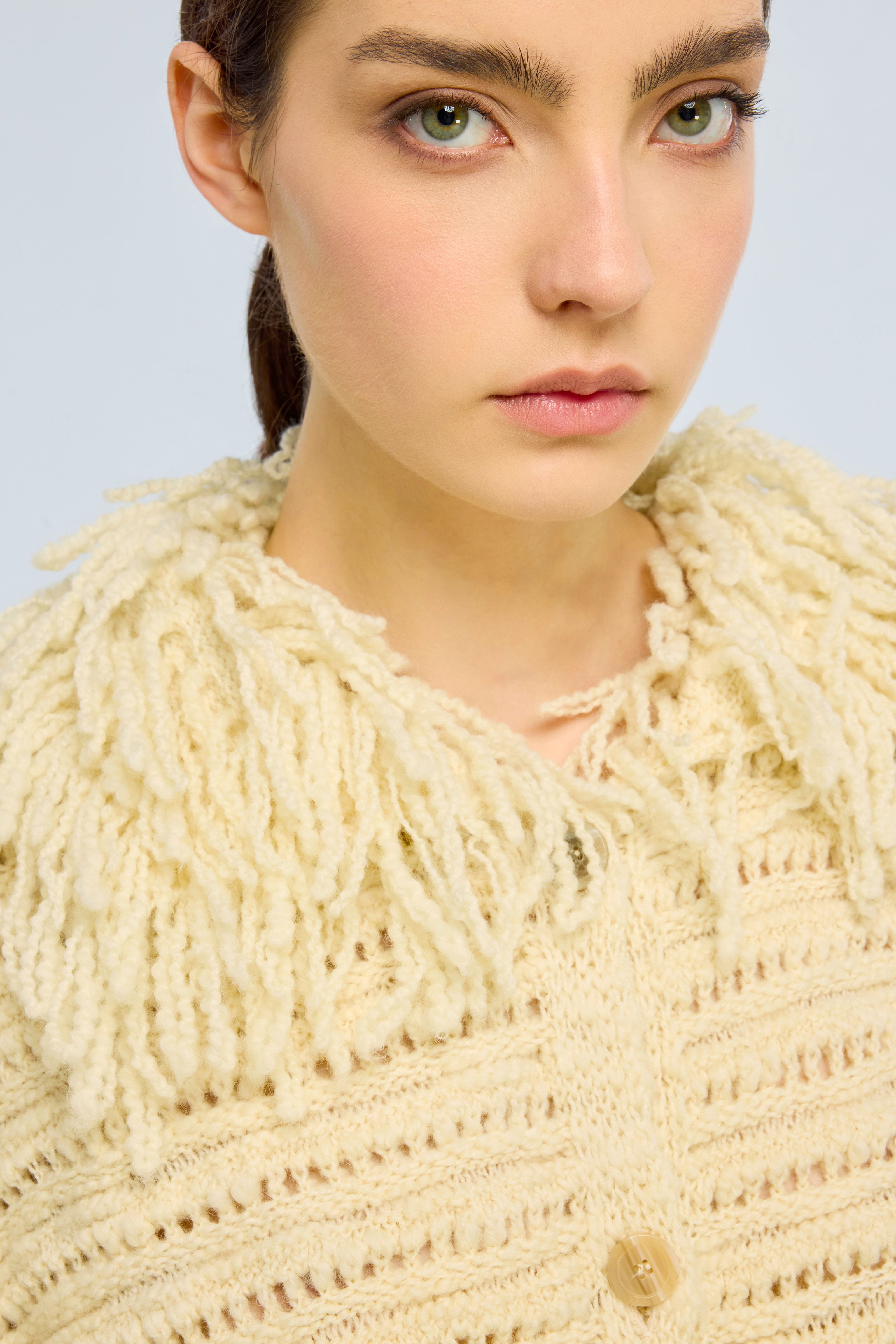 Semicouture Vickie giacca burro lana frange
