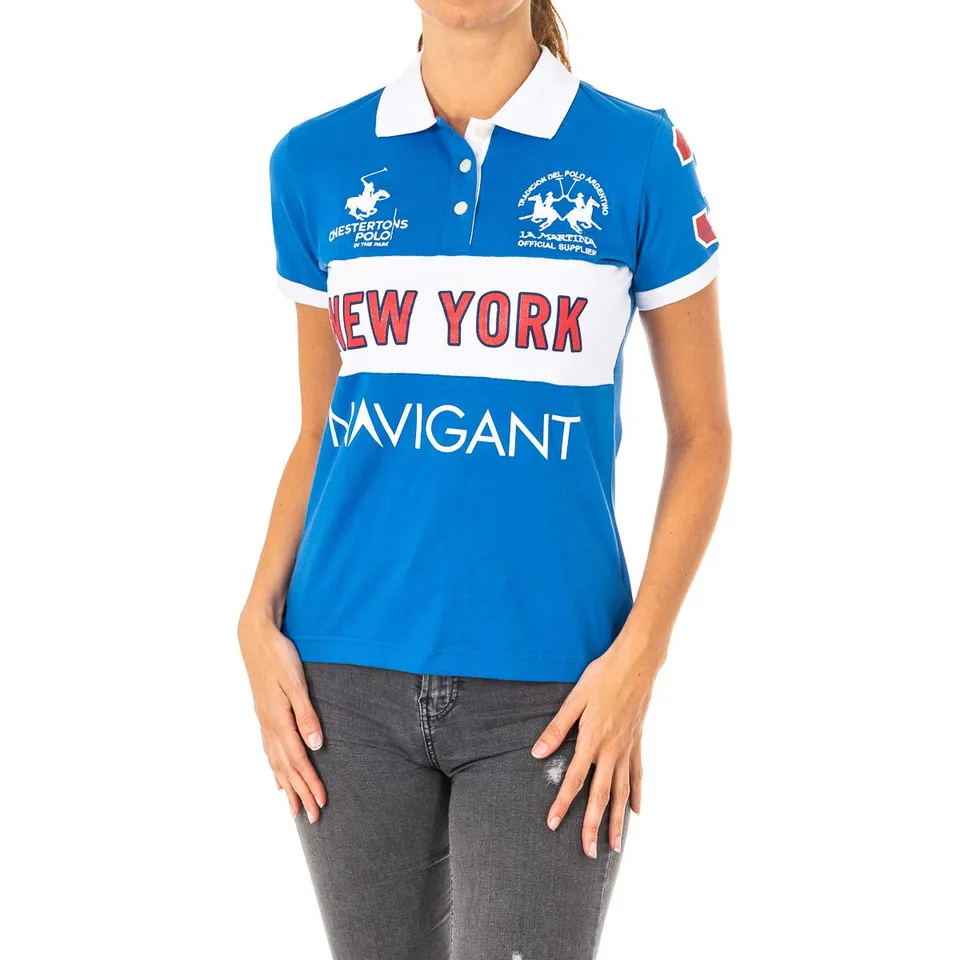 La Martina 2WPG84 polo donna manica corta cotone contrasto