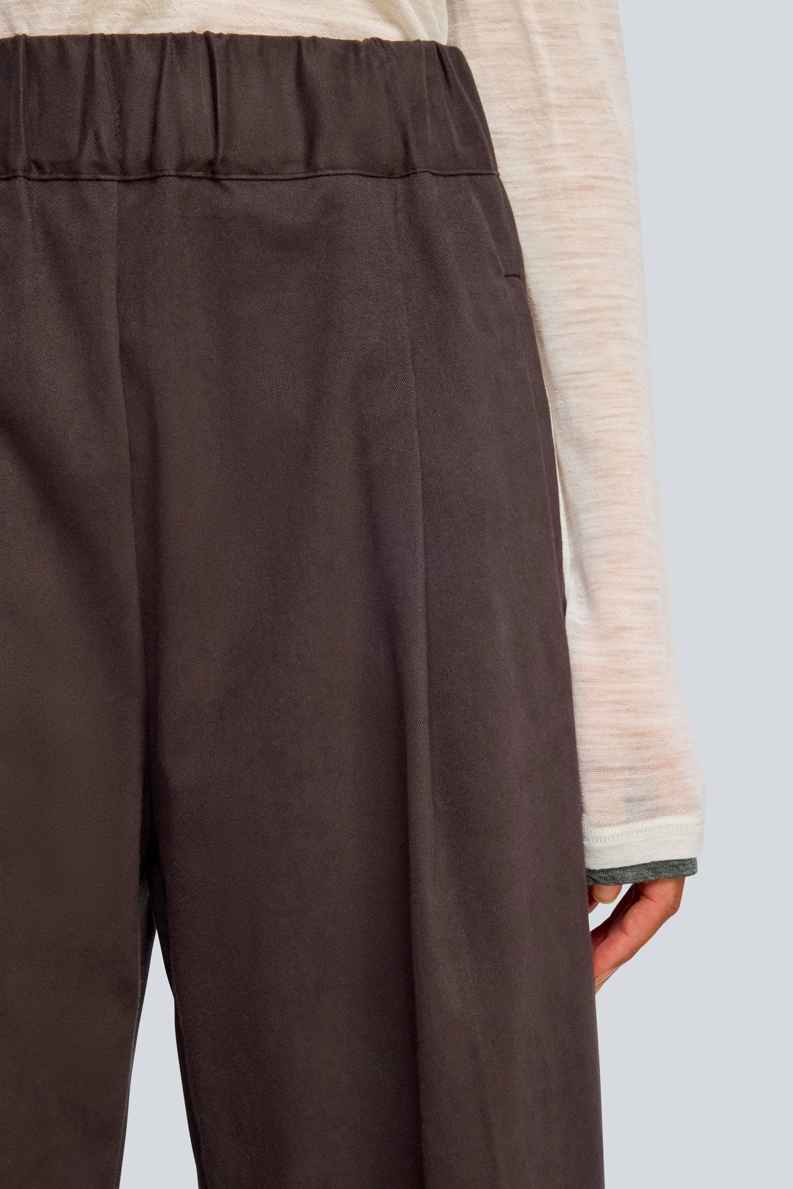 Semicouture Jhonny Y6WO26 pantalone gabardina moka gamba ampia