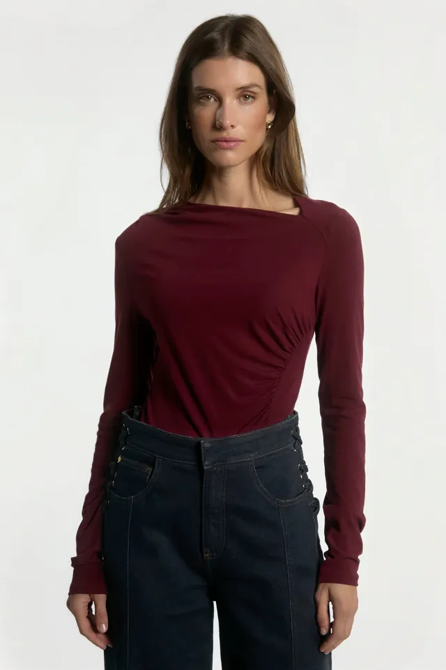 Aaiko Jalisse top bordeaux scollo asimmetrico