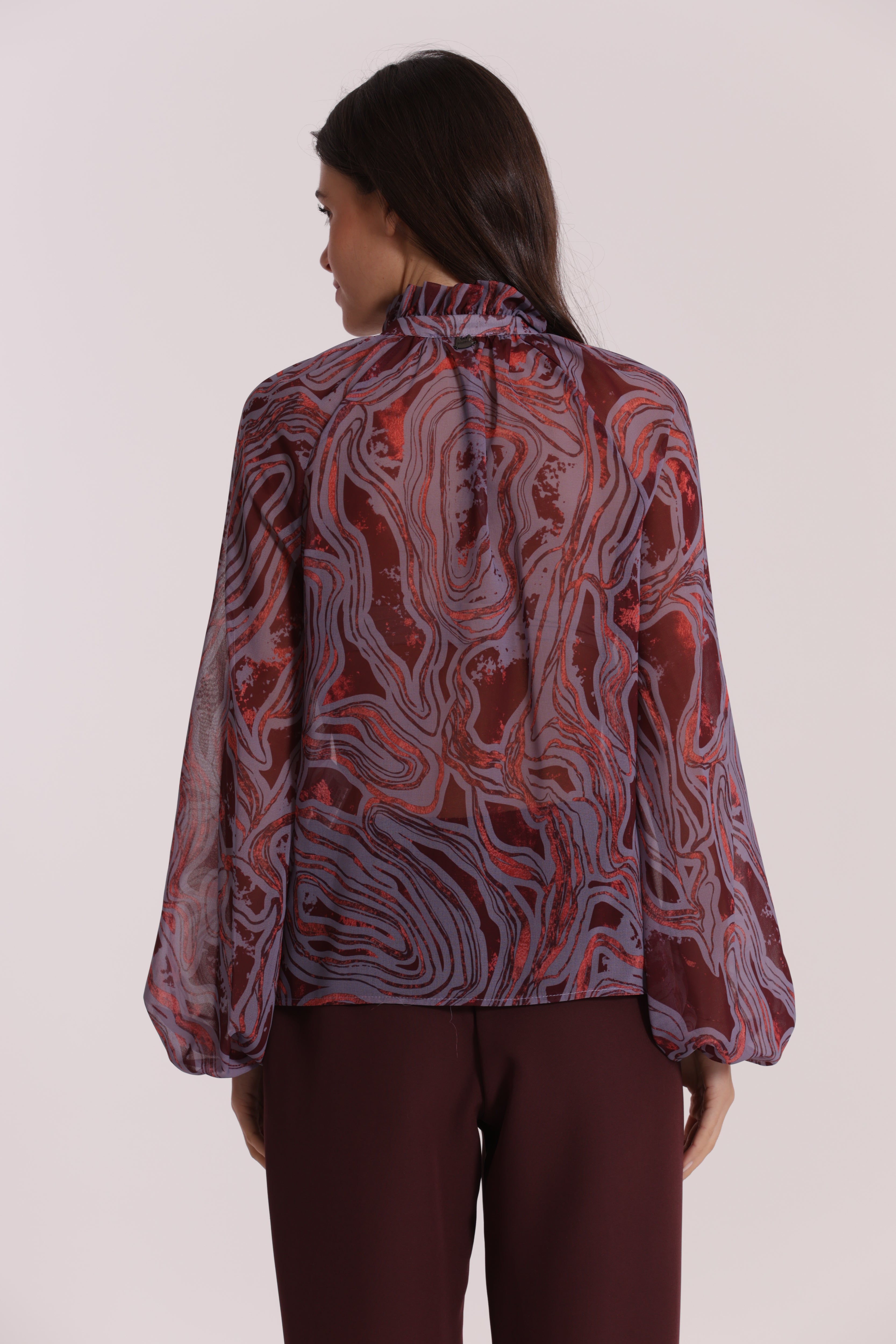 Mimi Mua Marmorea blusa malva bordeaux leggera