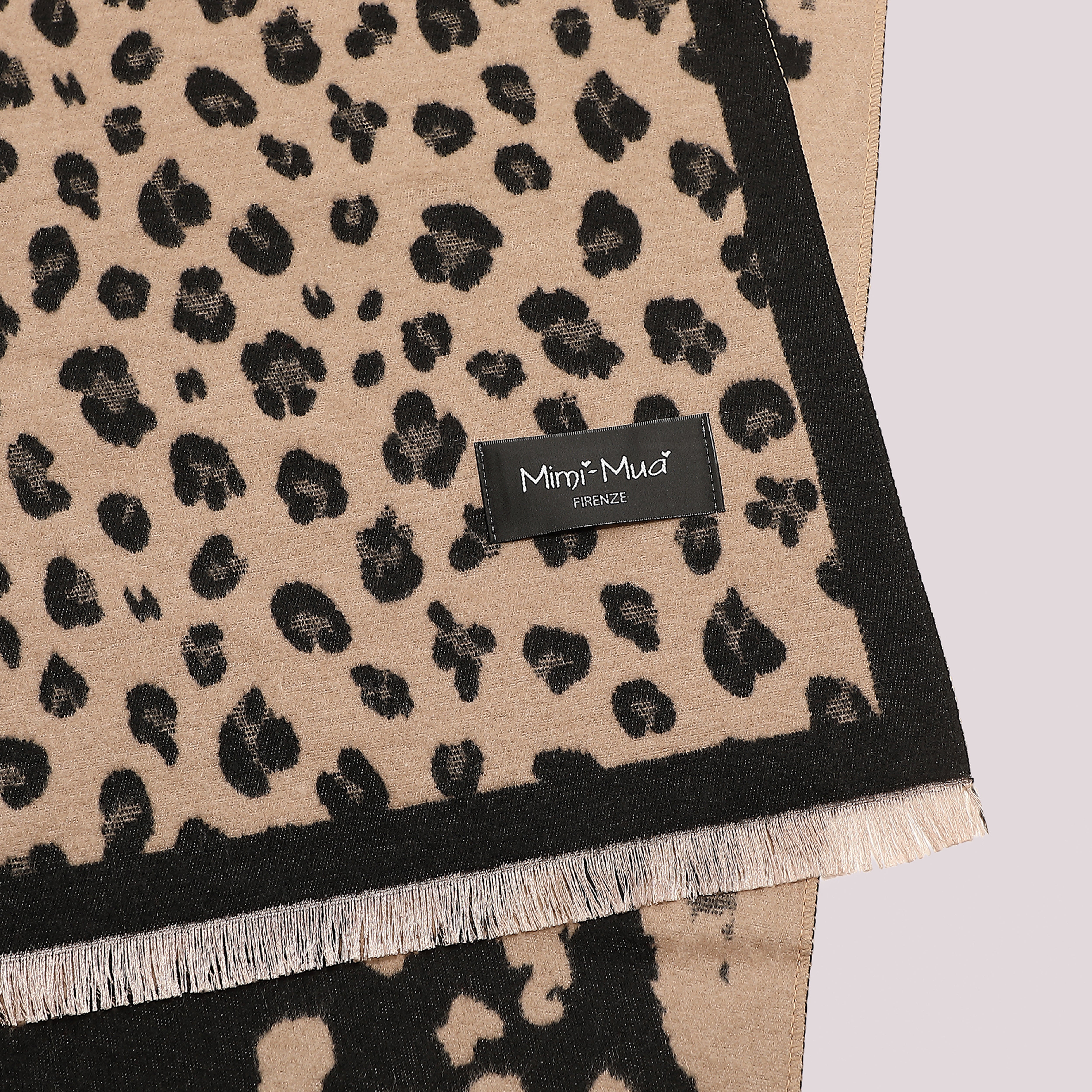 Mimi Mua sciarpa maculato tre misure nero beige calda