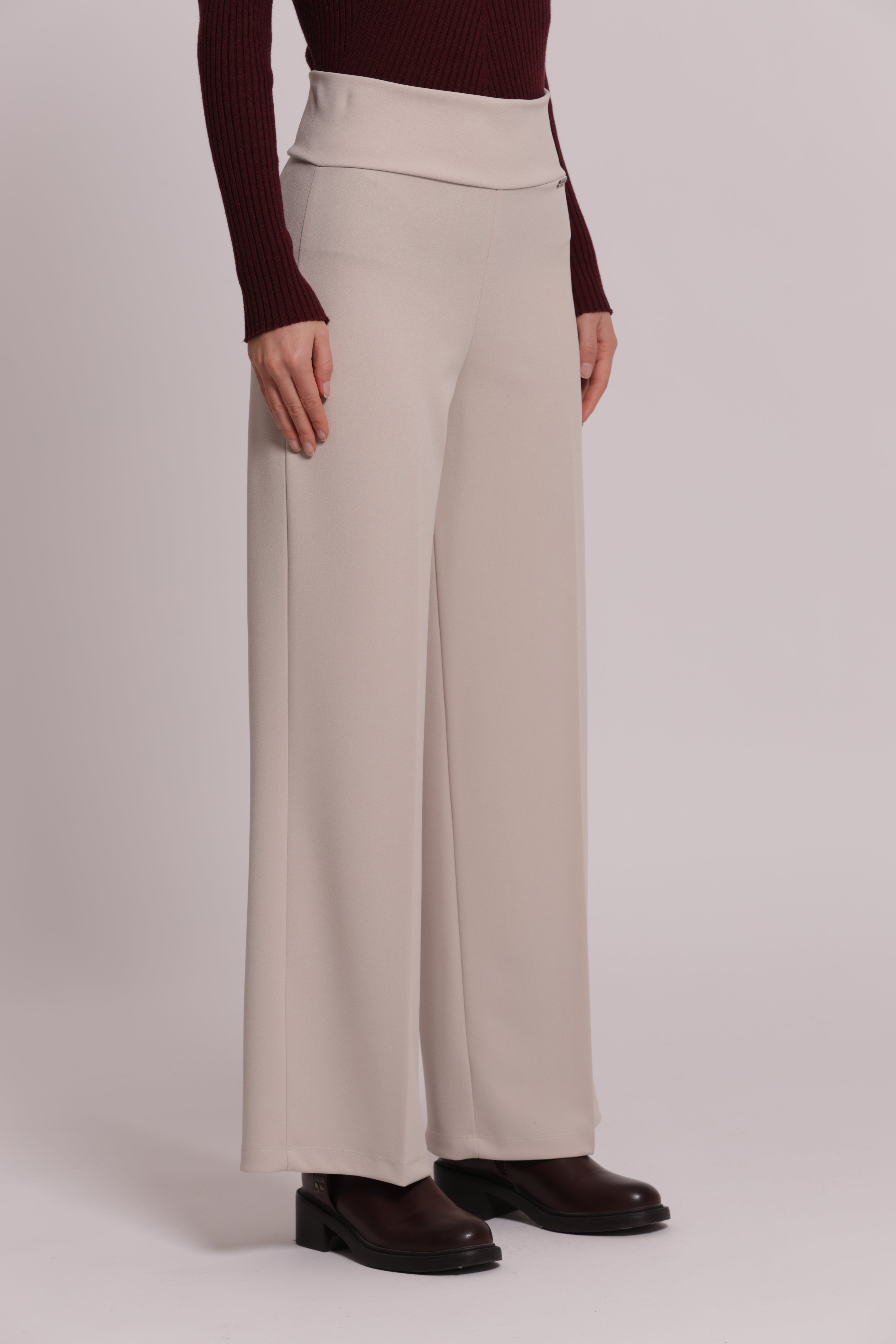 Mimi Mua Pantalone Palazzo Scuba Crepe Nero