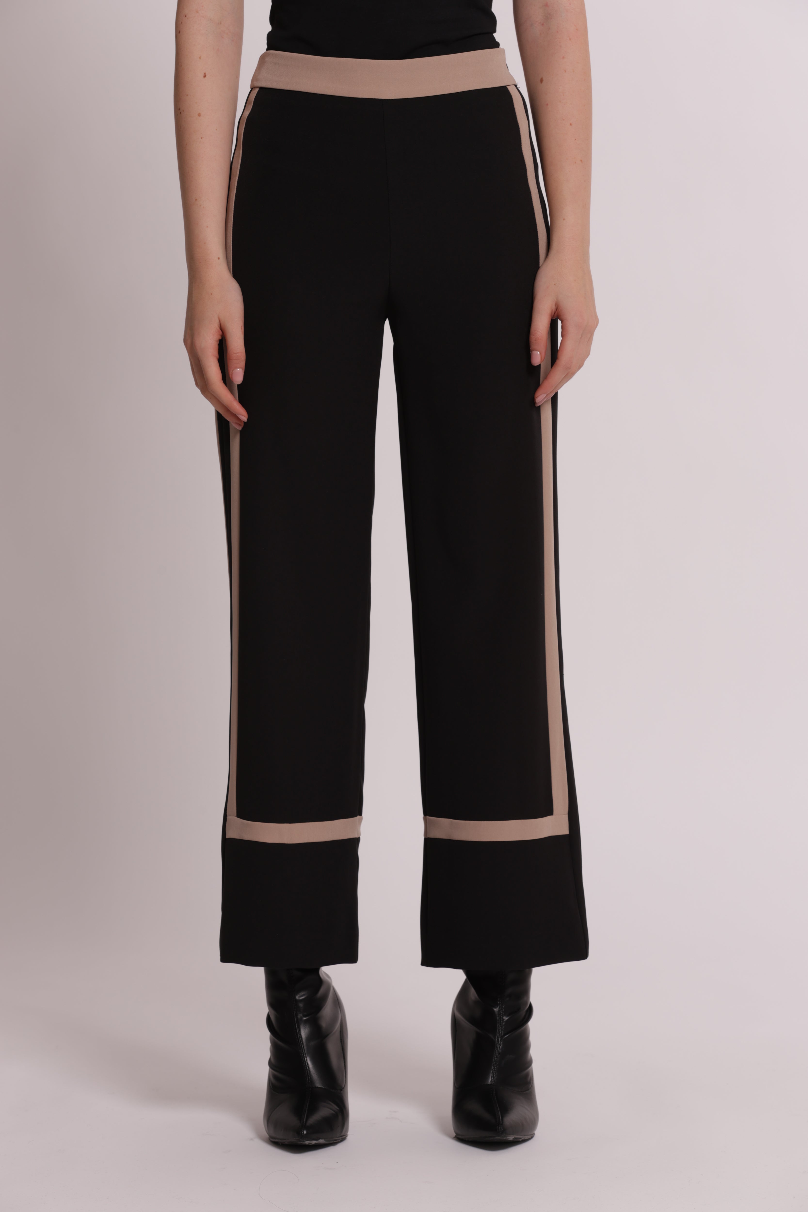 Mimi Mua pantalone bicolor tessuto tecnico nero beige
