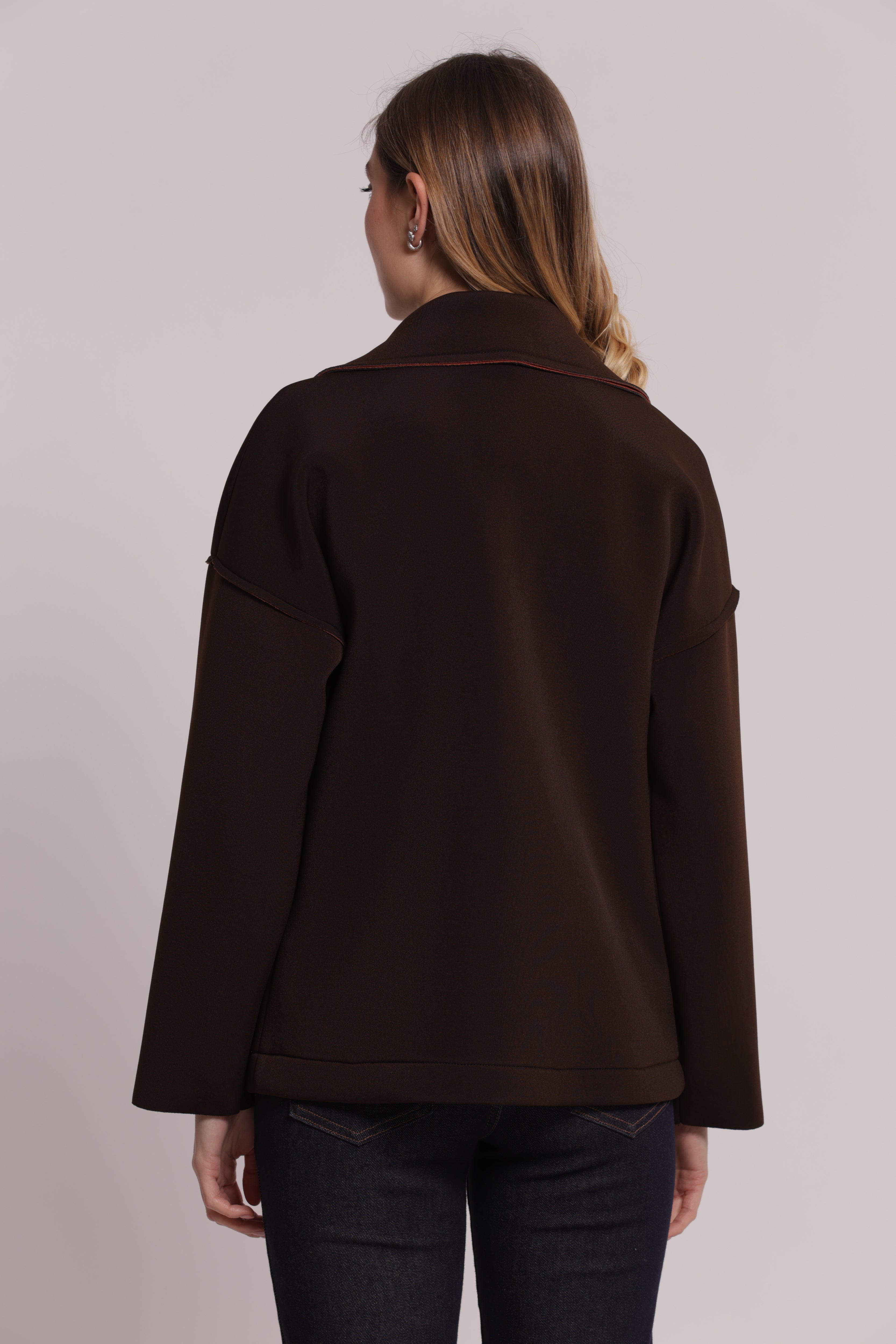 Mimi Mua Giaccone Corto in Neoprene Giacca Moro