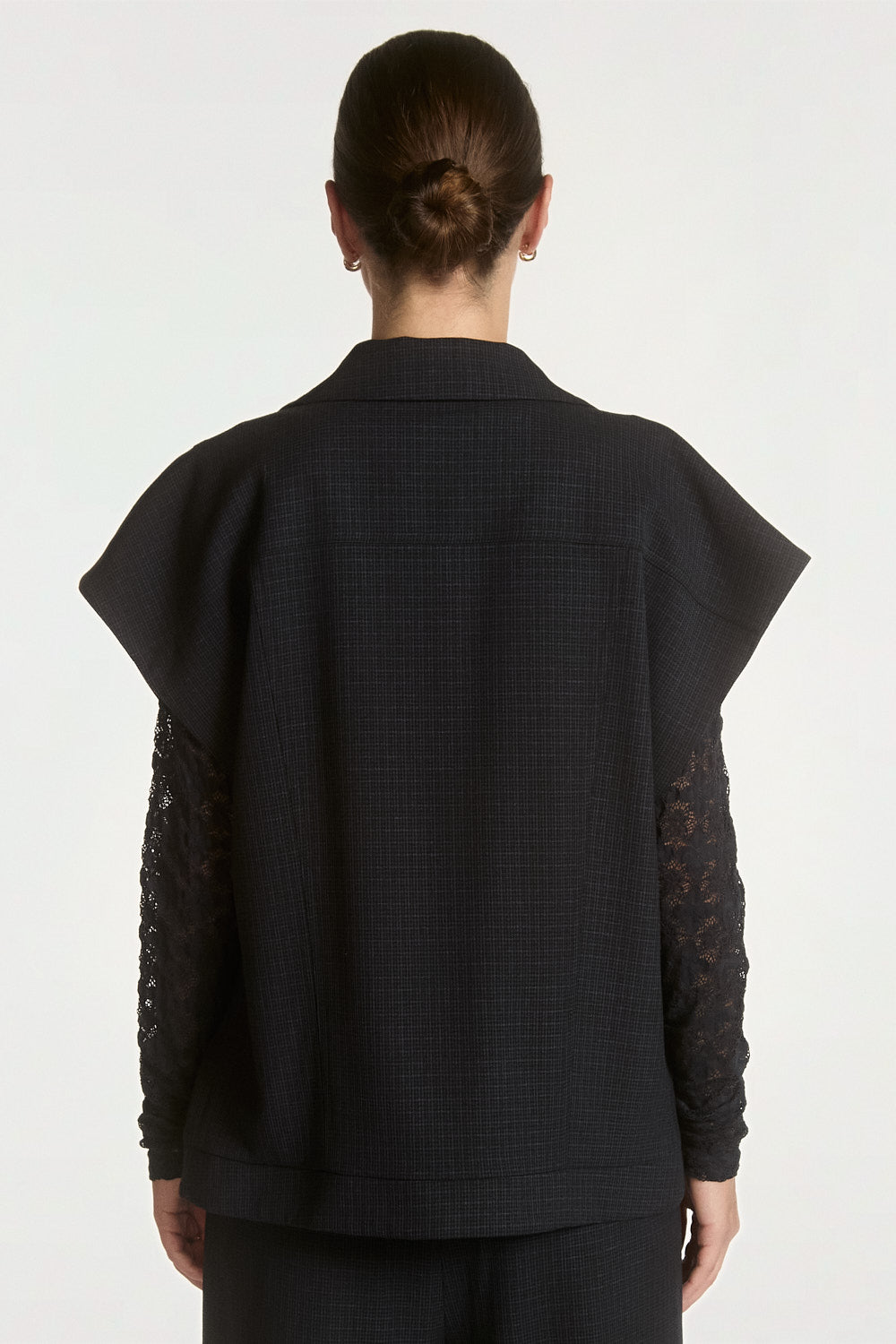 Aaiko Laon gilet nero quadri doppiopetto