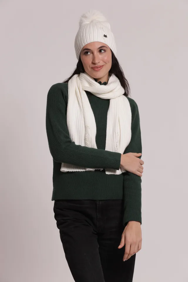 Mimi Mua sciarpa con perline bianco calda