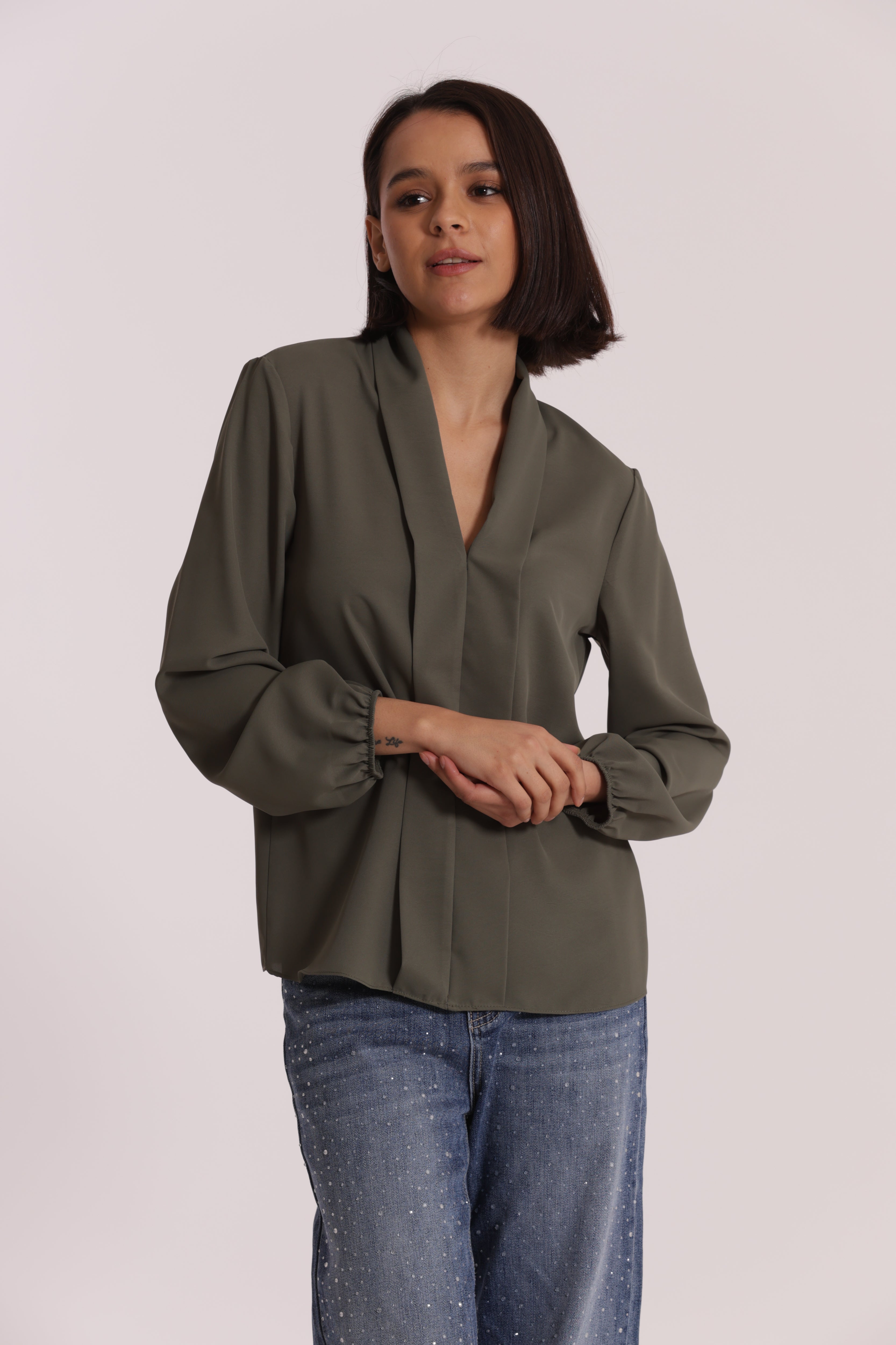 Mimi Mua Blusa con Pieghe Solton Nera