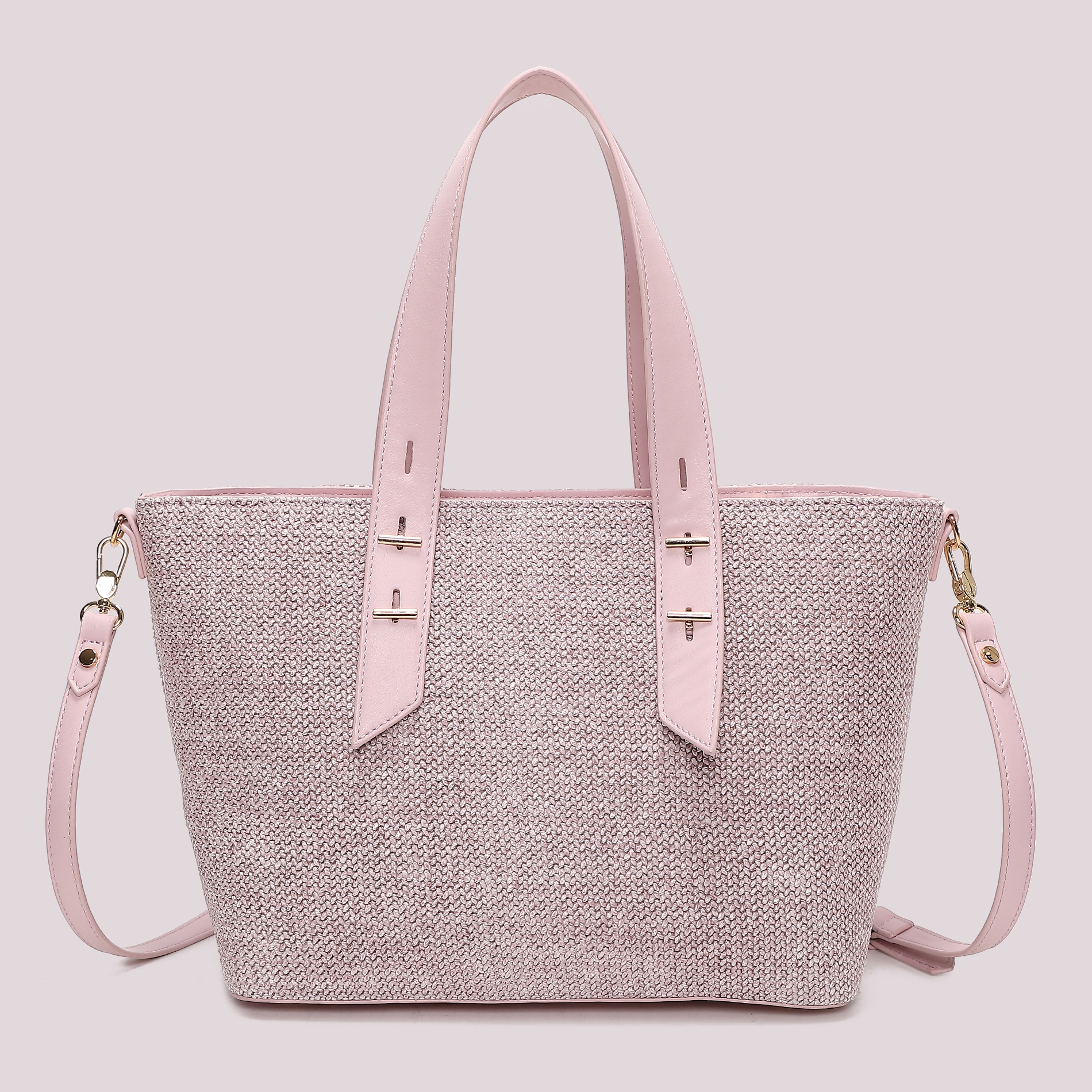Mimi Mua Shopper in Paglia Borsa Beige Intrecciata