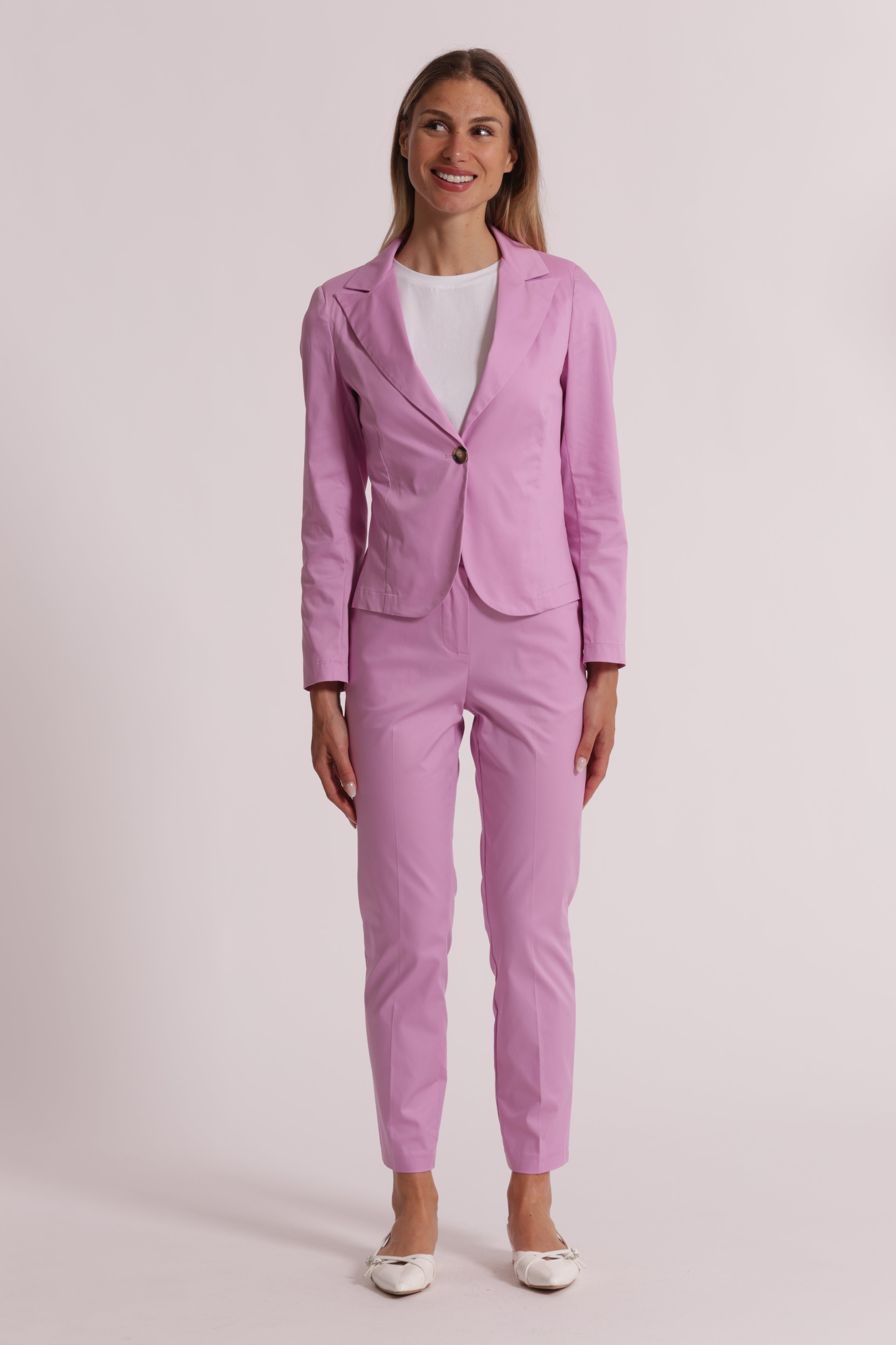 Mimi Mua Pantalone Cotone Elastico Panna