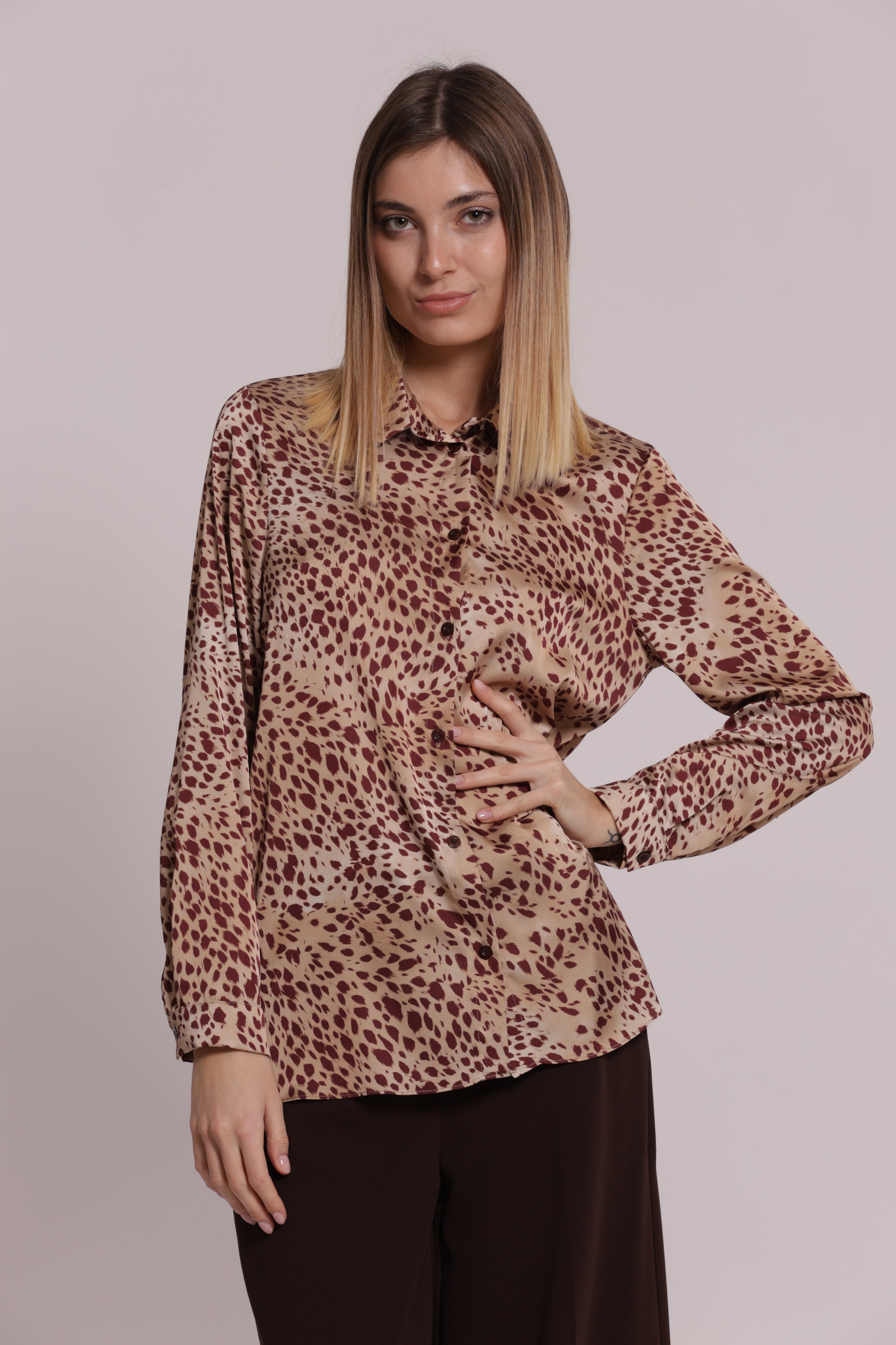 Mimi Mua Maculato camicia uomo nero bianco poliestere