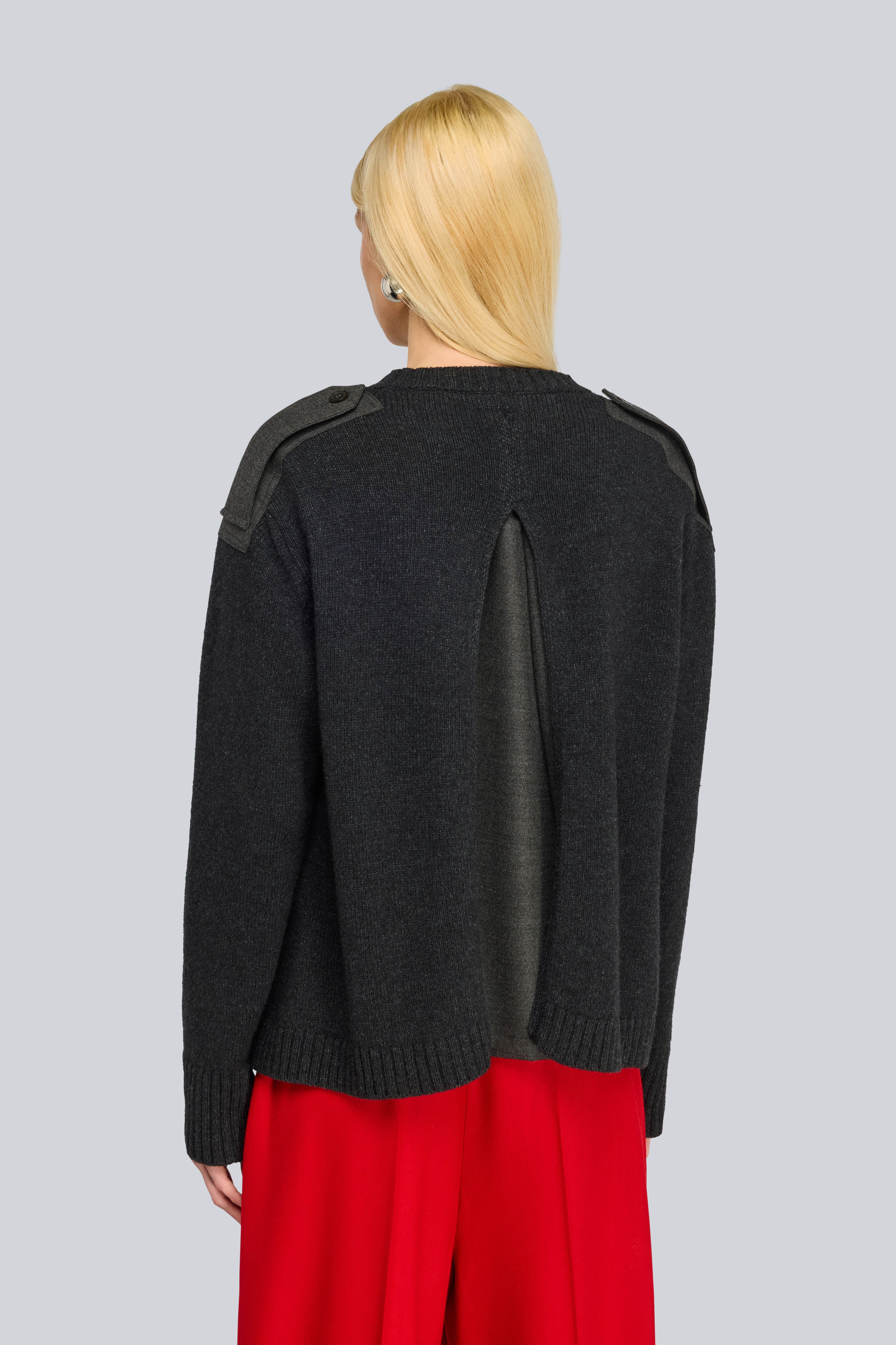 Semicouture Brandie maglia scollo a V merinos nera