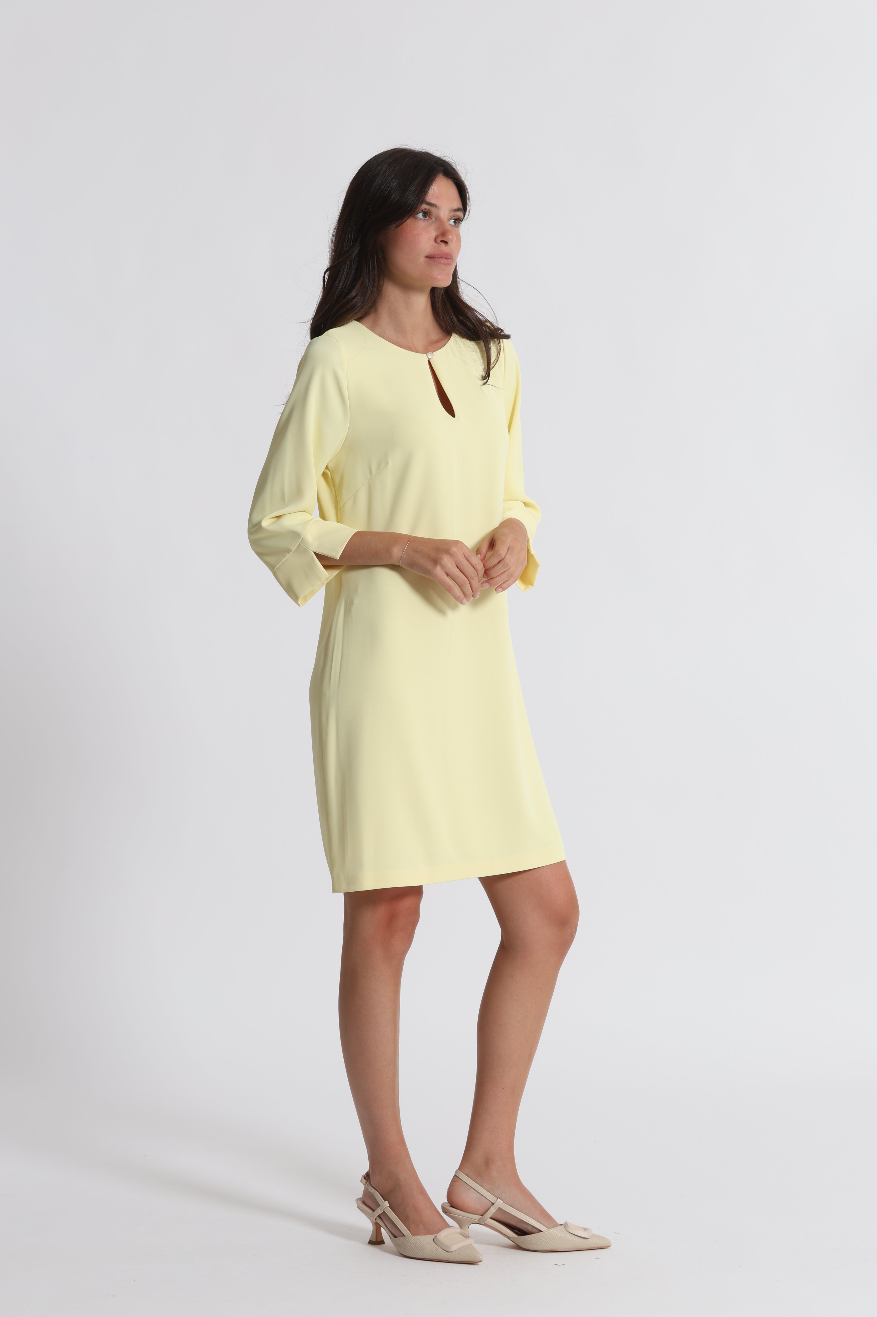 Mimi Mua Midi abito in cady giallo elasticizzato