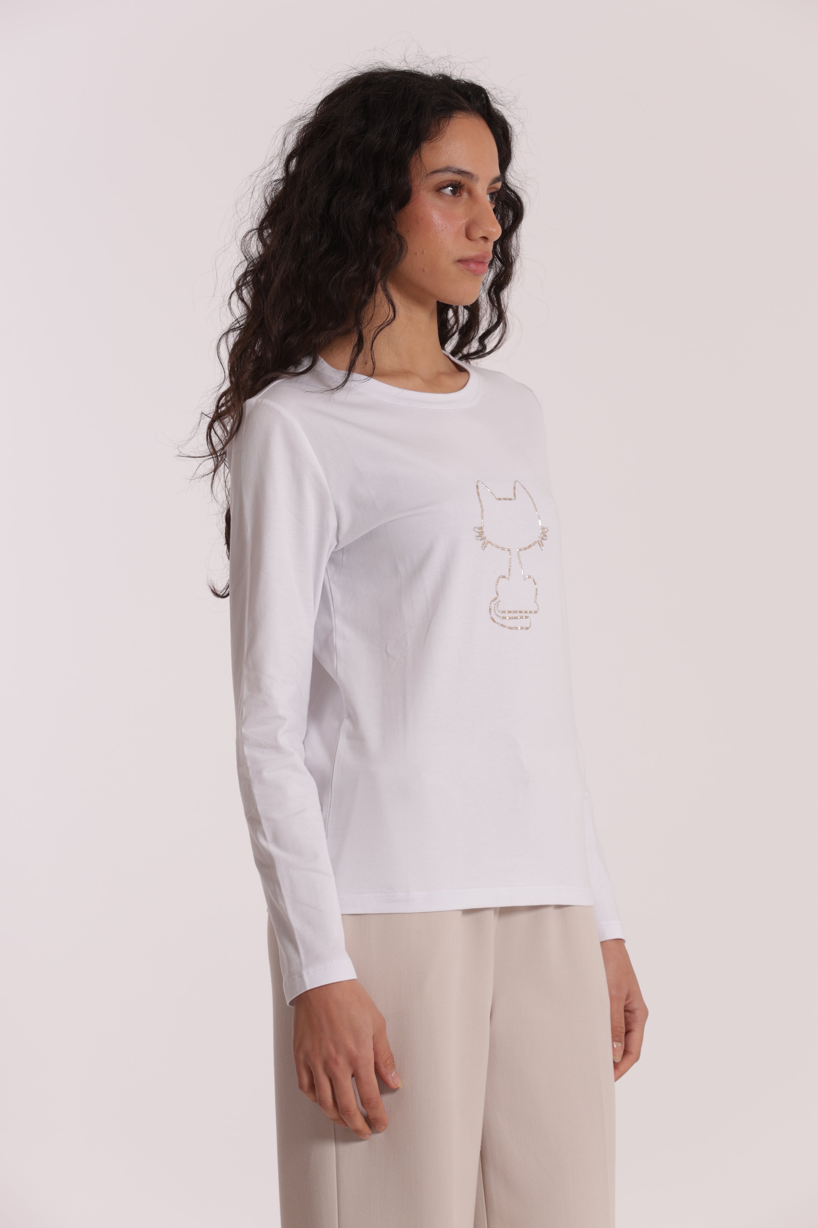 Mimi Mua Gatto Catena t-shirt cotone stampa gatto