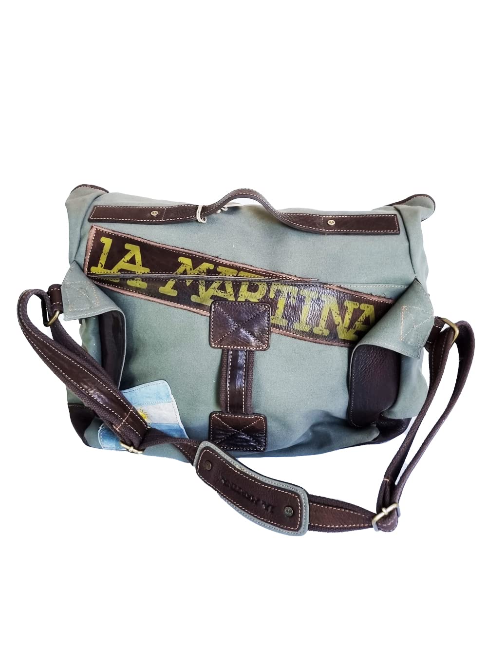 La Martina 001.013 borsone viaggio marrone scuro cotone pelle