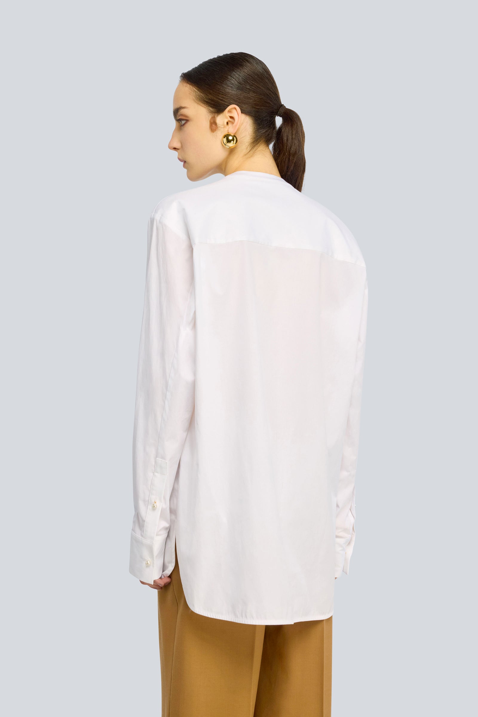 Semicouture Kiley Camicia Popeline Collo Coreano Bianco