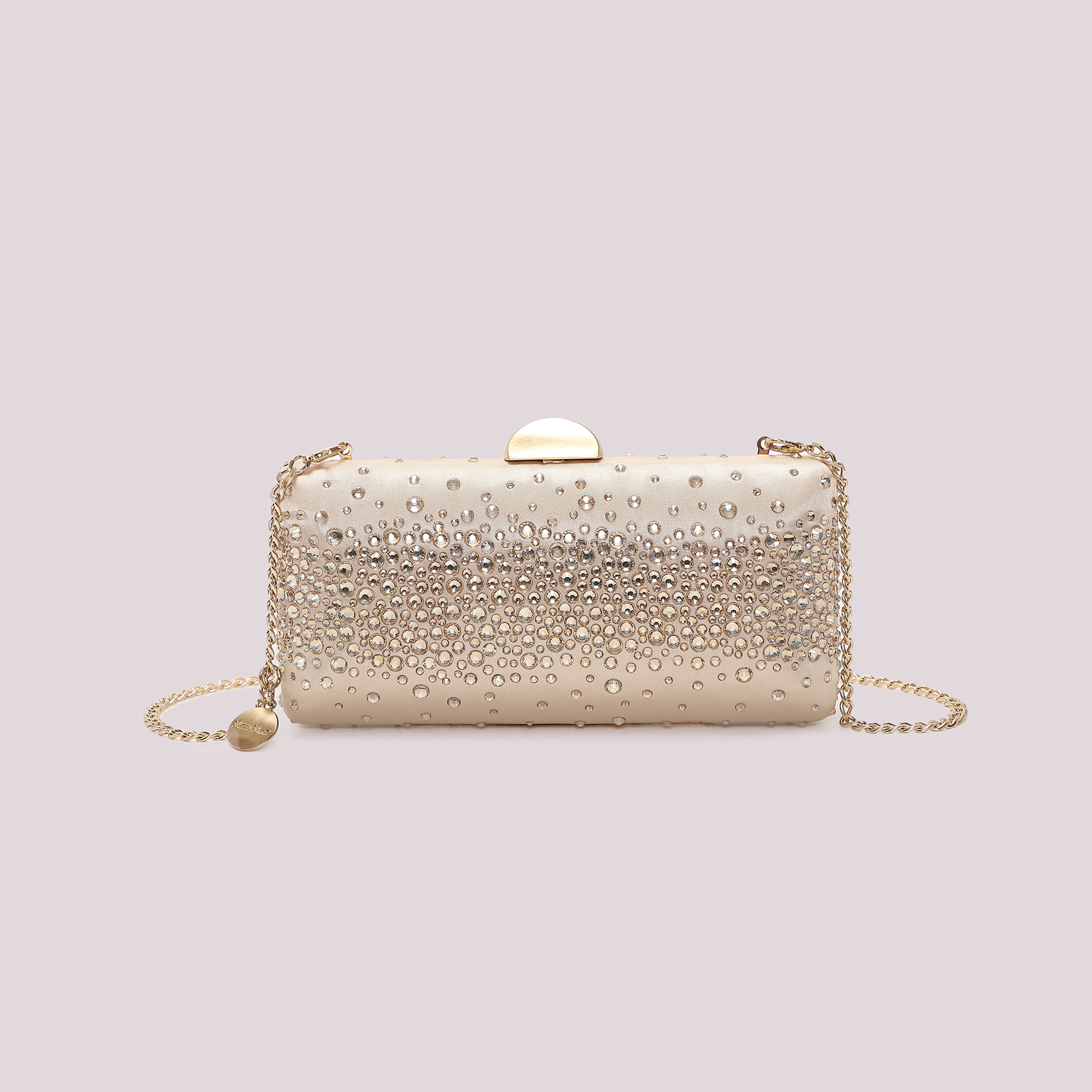 Mimi Mua Borsa Clutch Strass Sparsi Nero 21cm