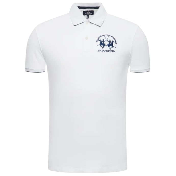 La Martina CCMP11 PK001 polo uomo bianco cotone