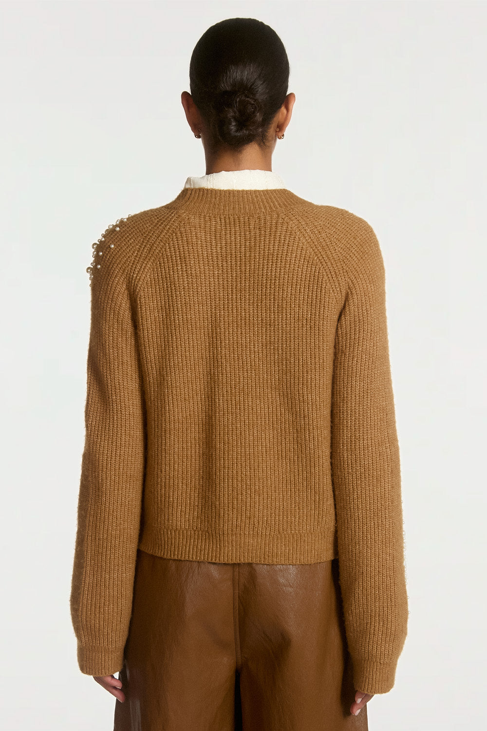Aaiko Loric cardigan marrone perle e bottoni