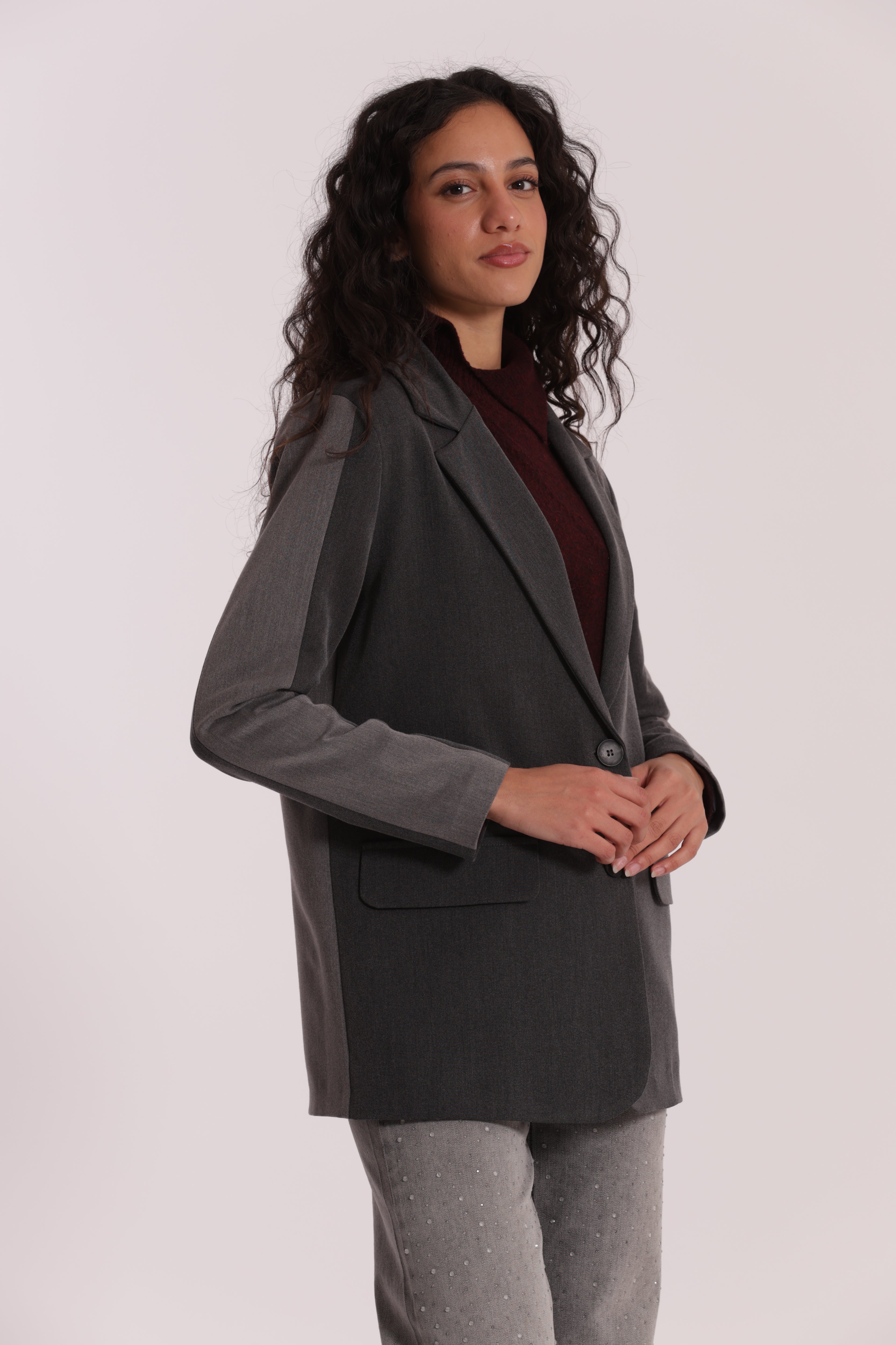 Mimi Mua Over Color Block Giacca Grigio Chiaro/Antra