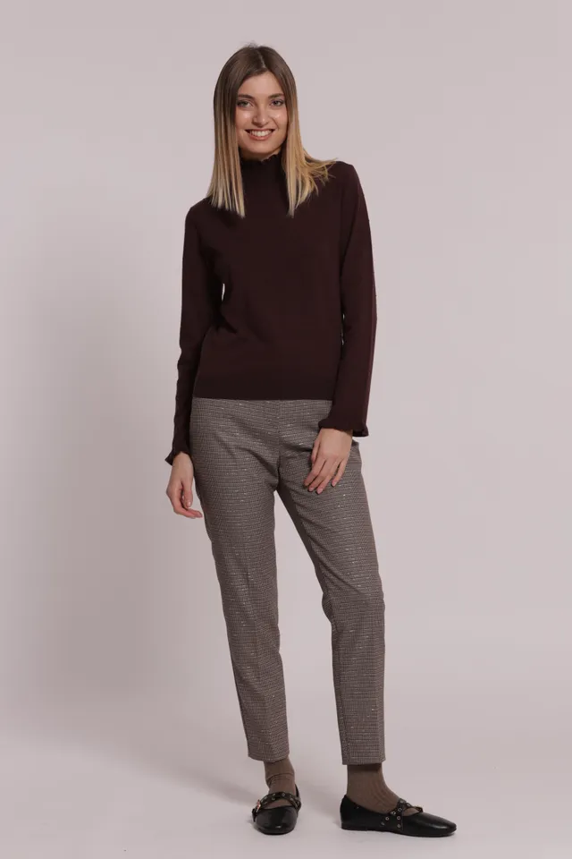 Mimi Mua Pantalone Sigaretta Pied Poule Bordeaux
