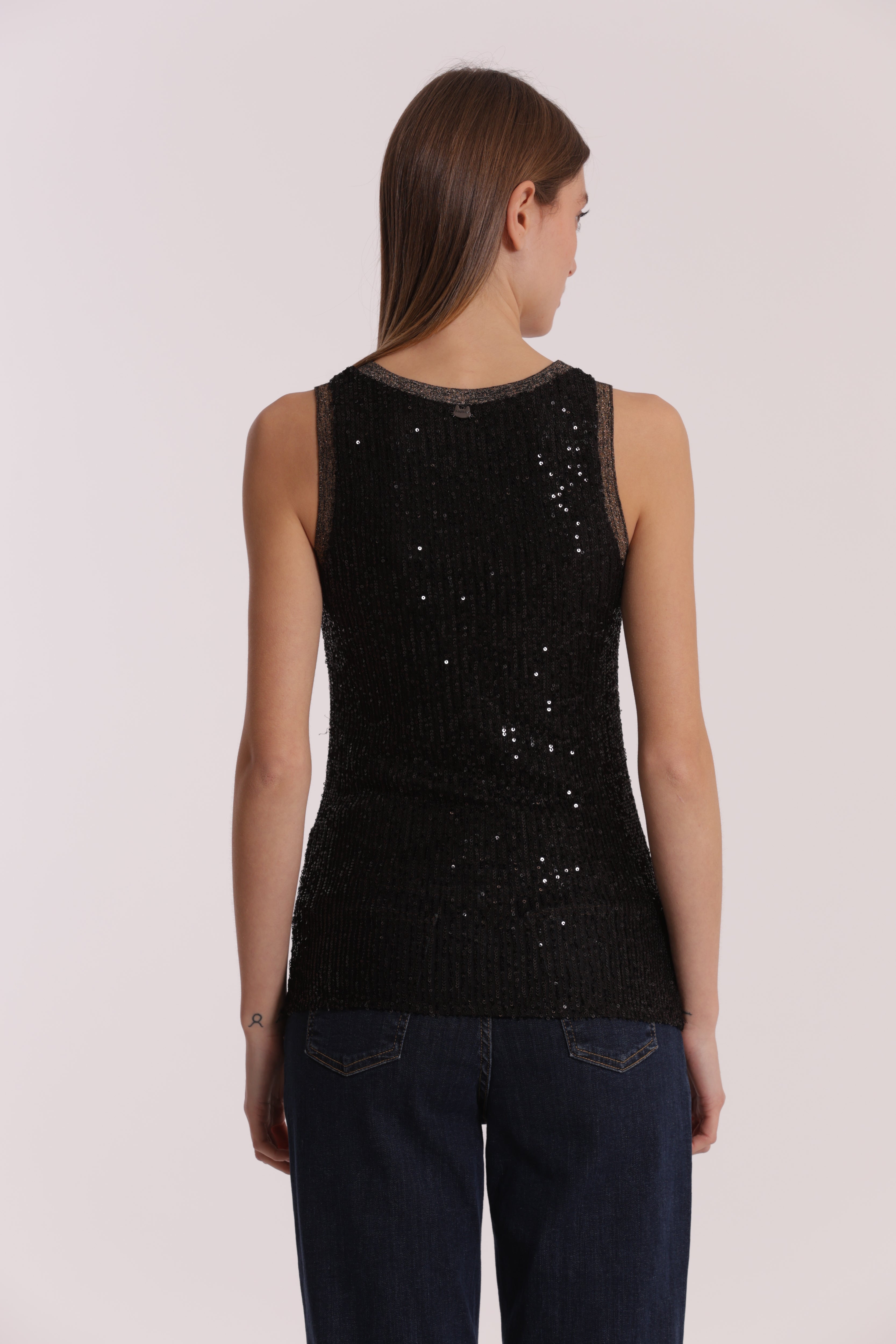 Mimi Mua Top di Paillettes nero serale