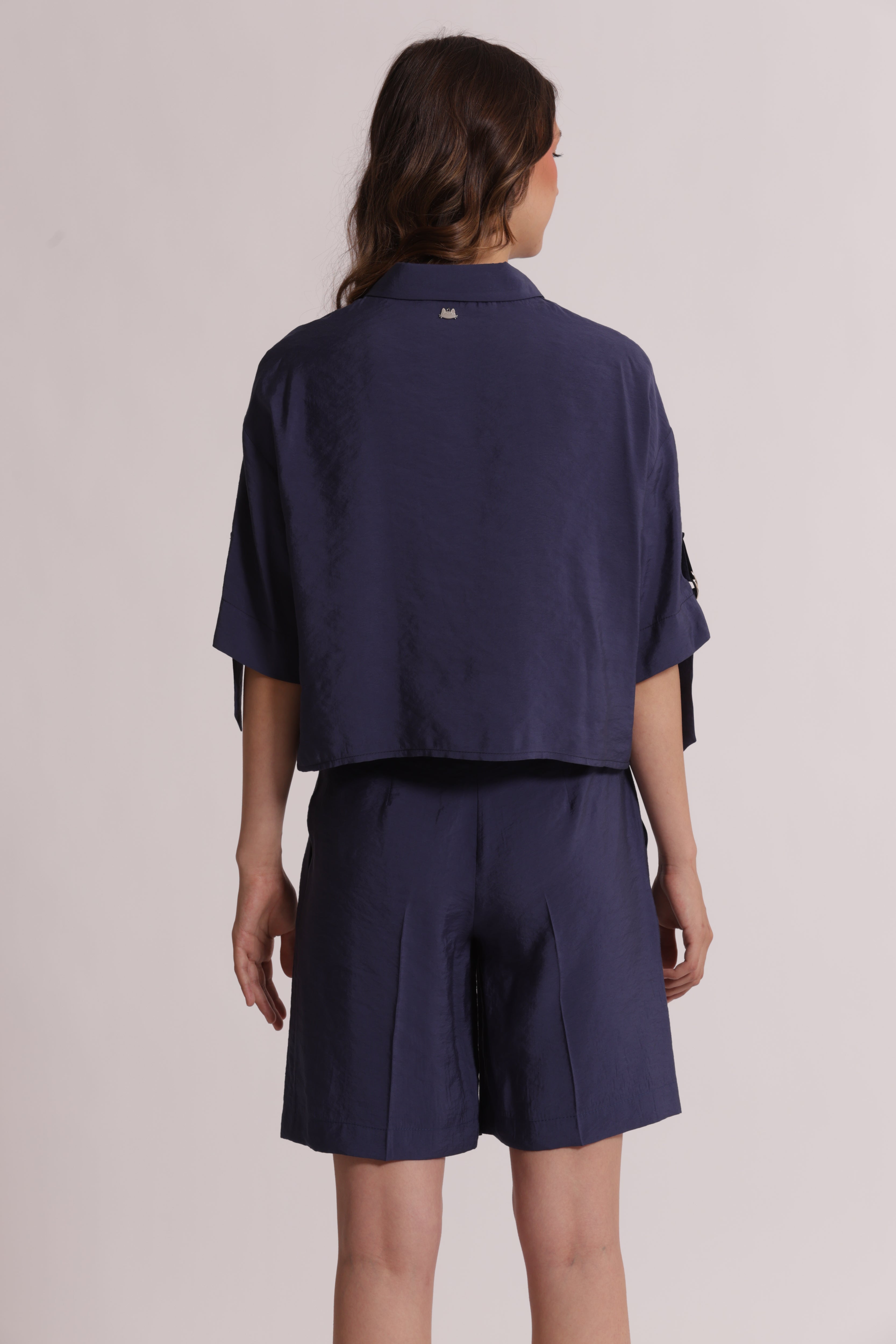 Mimi Mua Cropped Fibbie Modal Cupro Camicia Latte