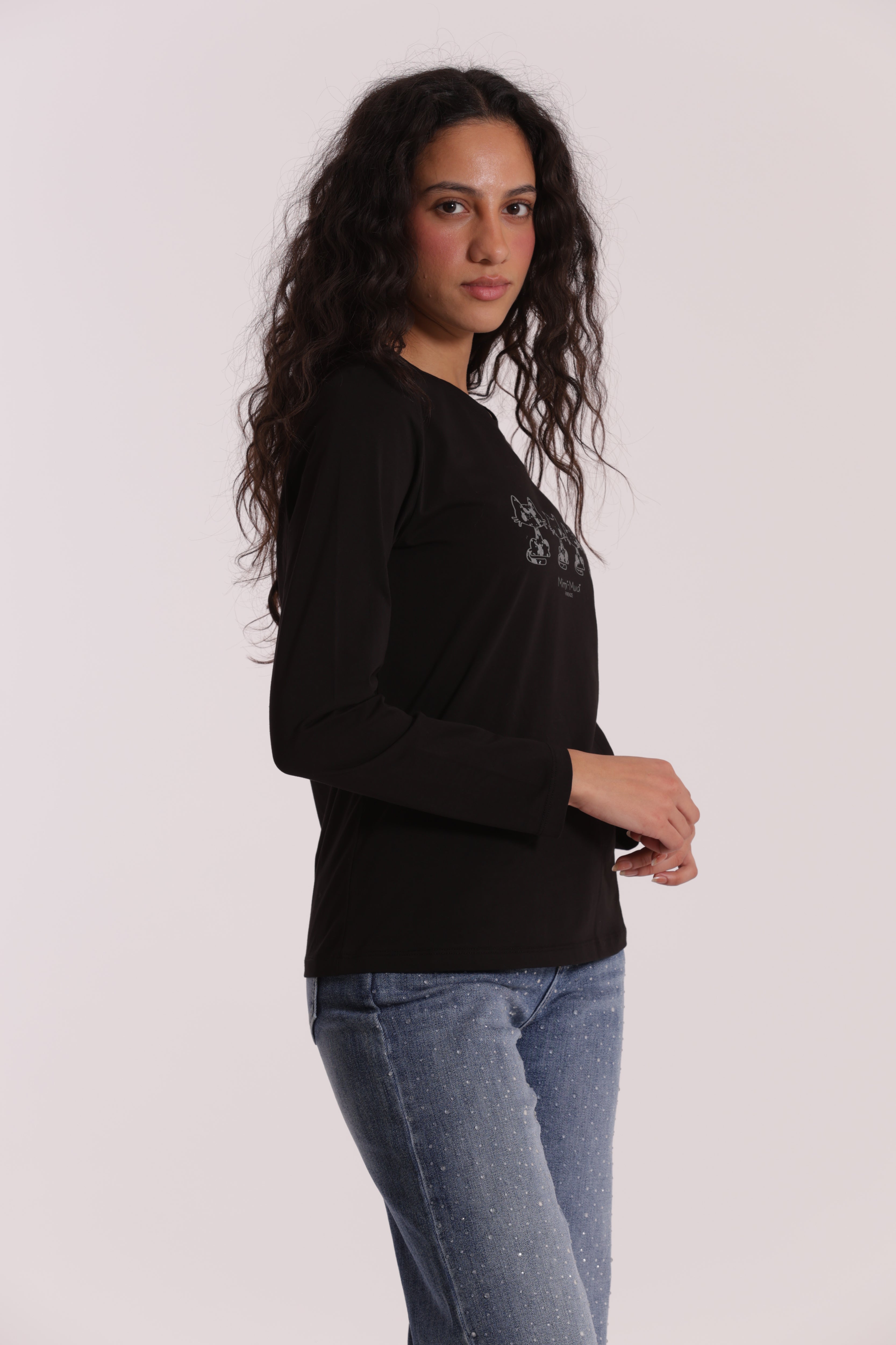 Mimi Mua t-shirt gatti matriosca nera