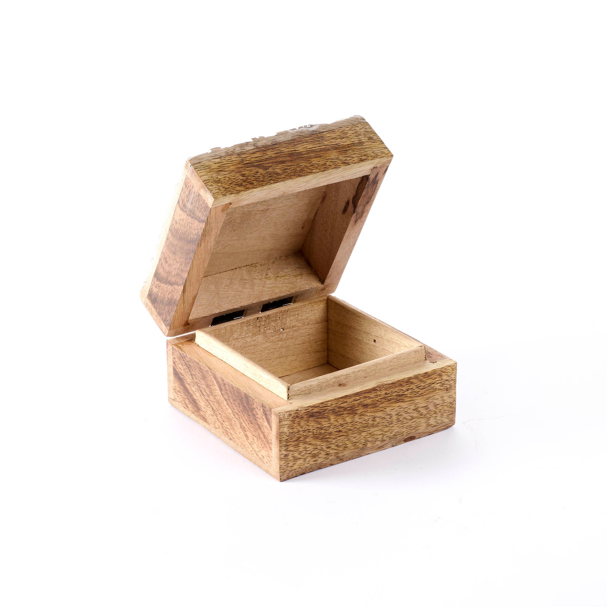 On Earth Fronde scatola legno bianco 10x10 cm