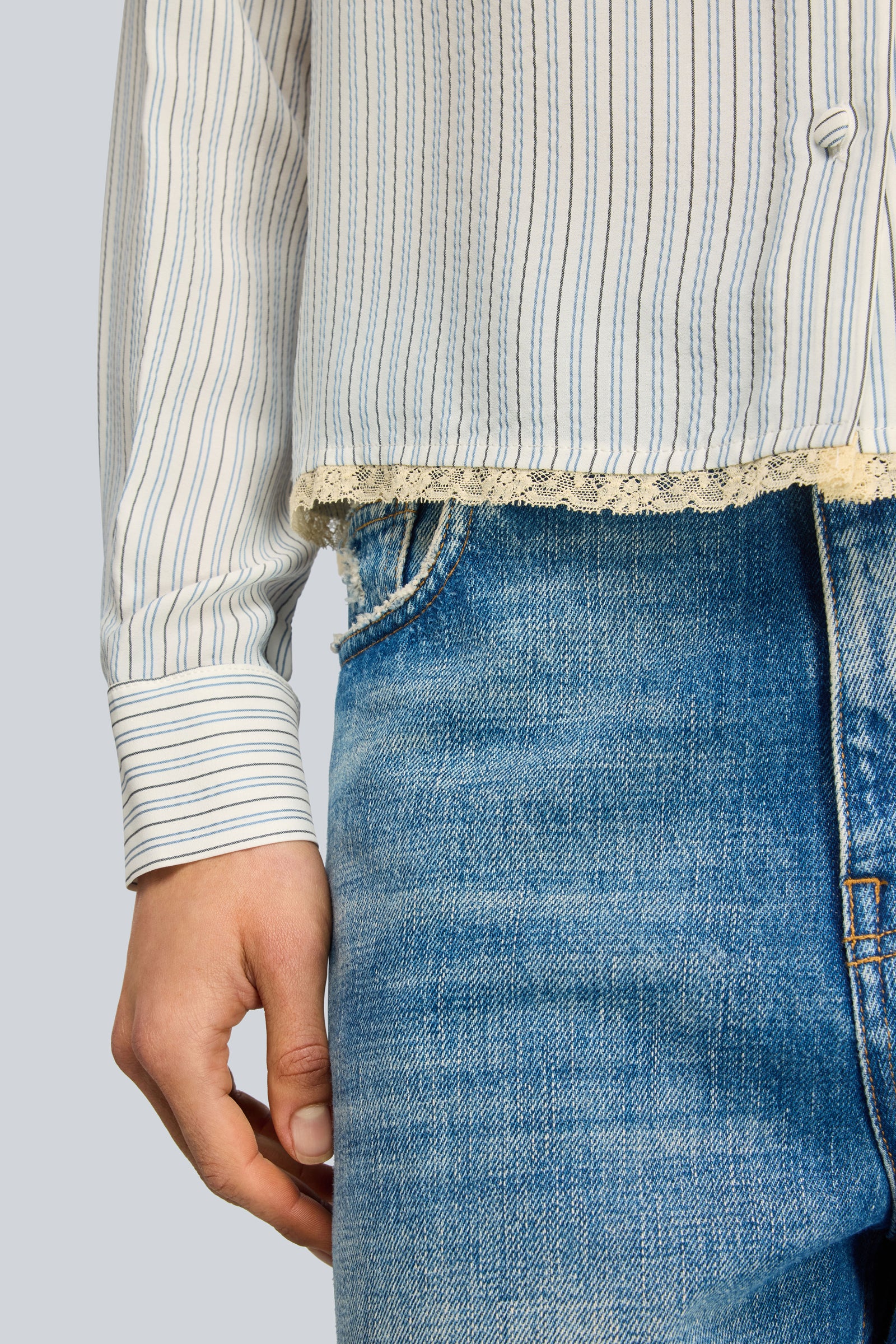 Semicouture Heidi camicia crêpe riga pizzo
