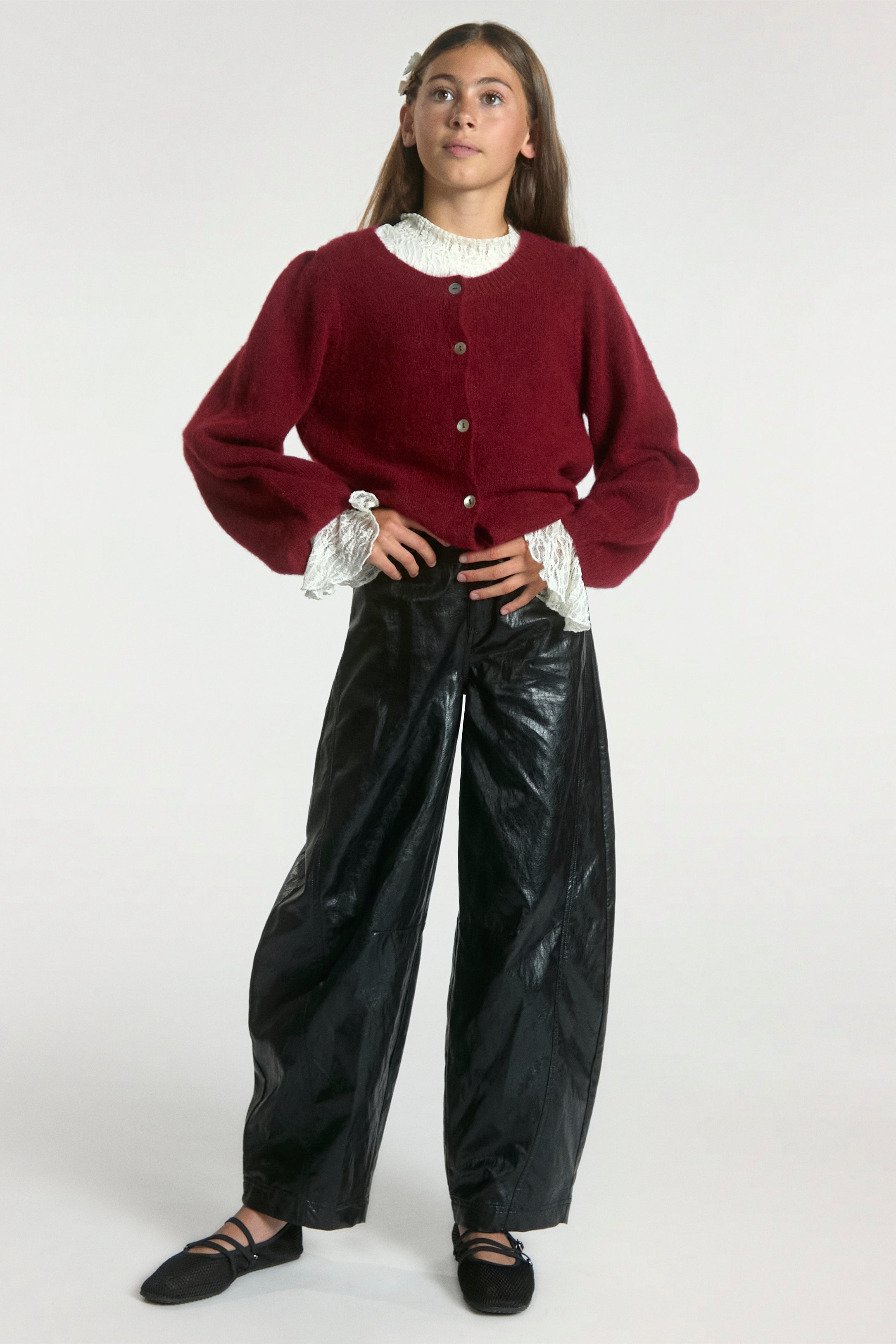 Aaiko Quinn pantaloni neri effetto pelle