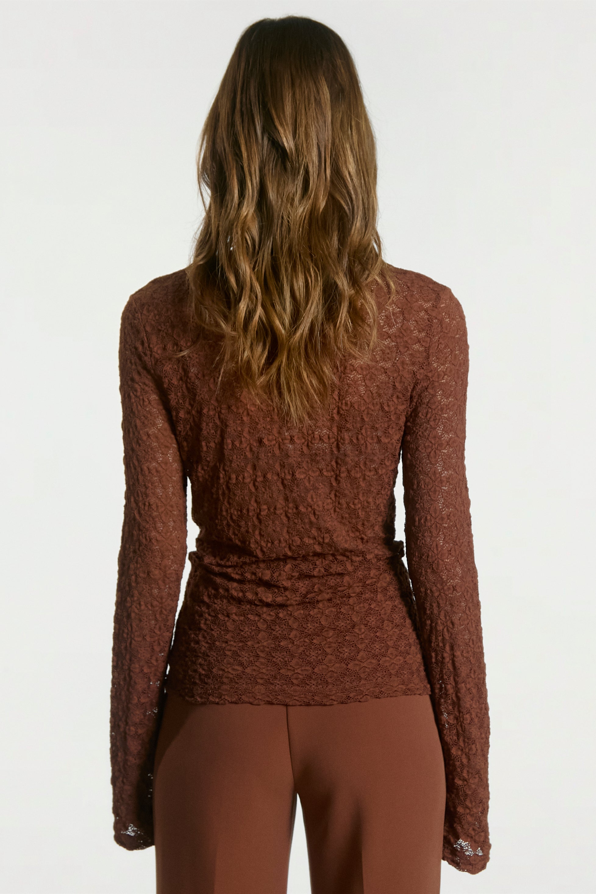 Aaiko Mason top pizzo floreale marrone