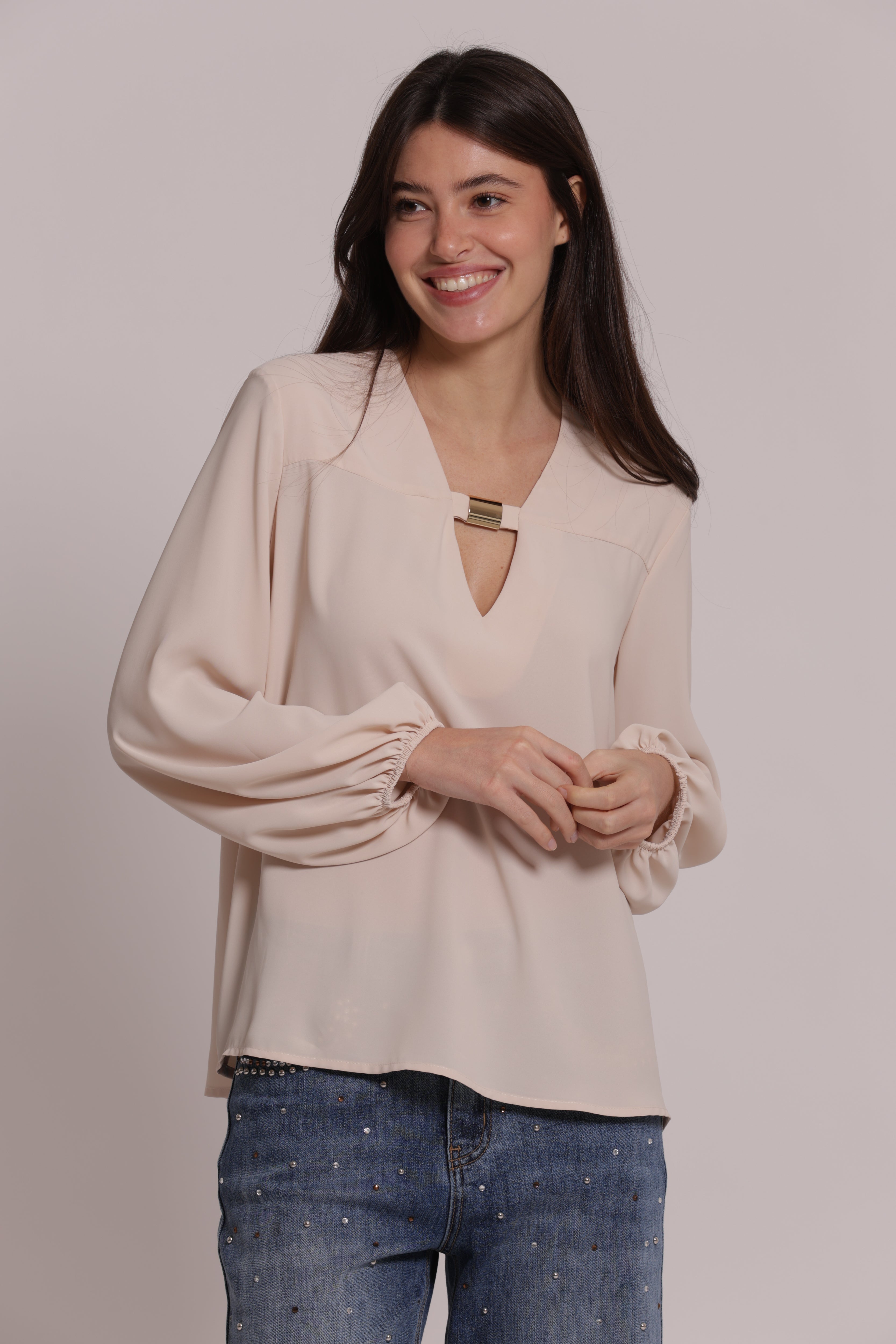 Mimi Mua Silkhand con Dettaglio blusa nero